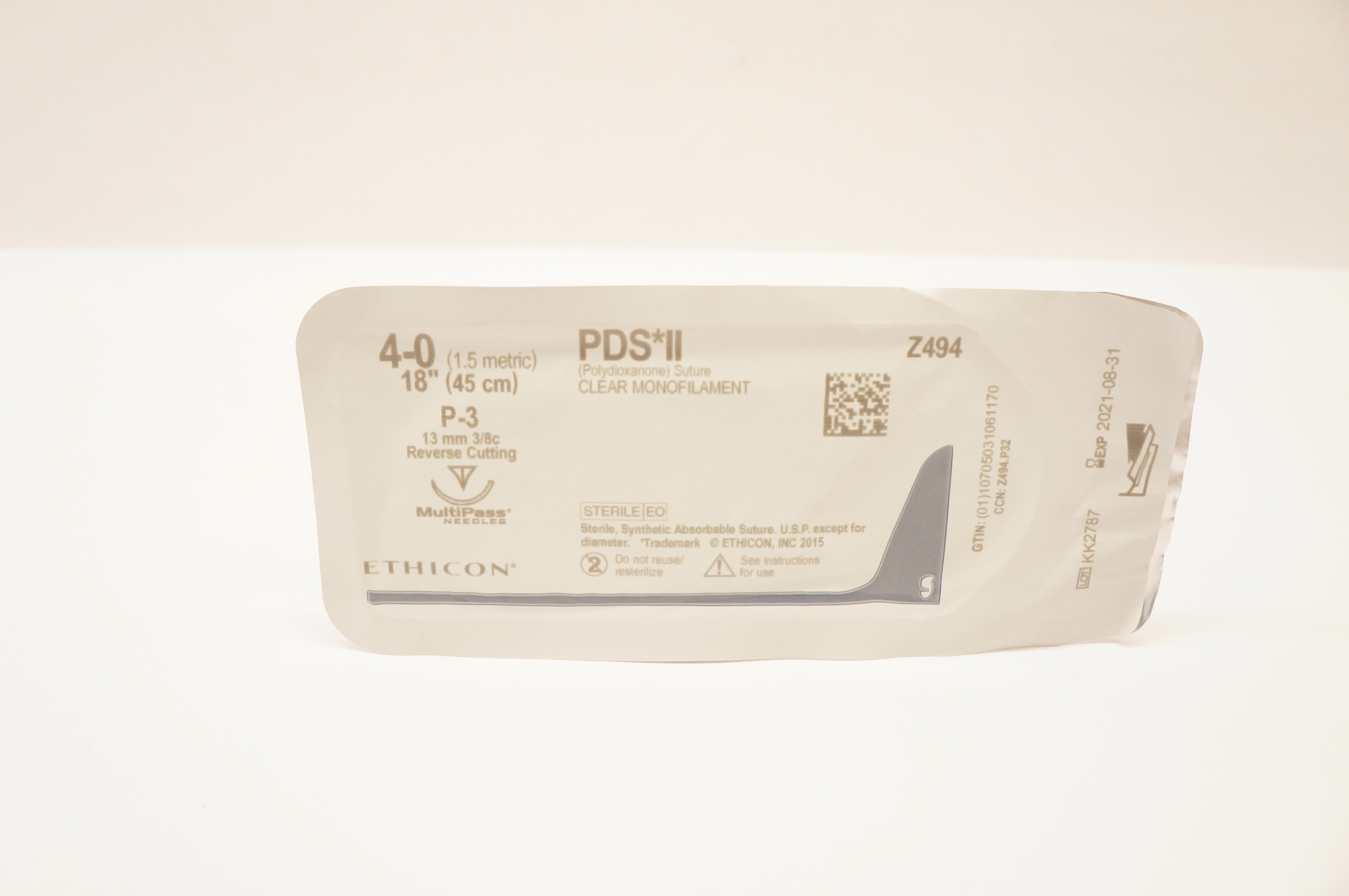 Ethicon Z494 4-0 PDS II Polydiox. Stre P-3 13mm 3/8c Reverse Cutting 18inch (x)