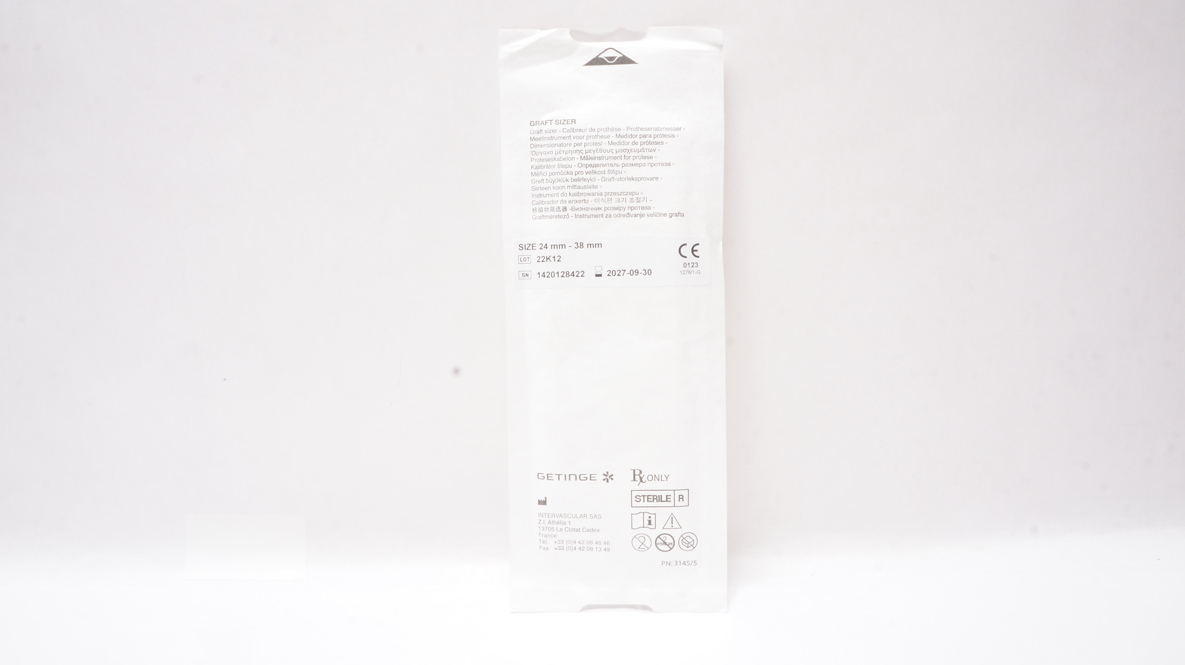 Intervascular Getinge Graft Sizer 24mm - 38mm