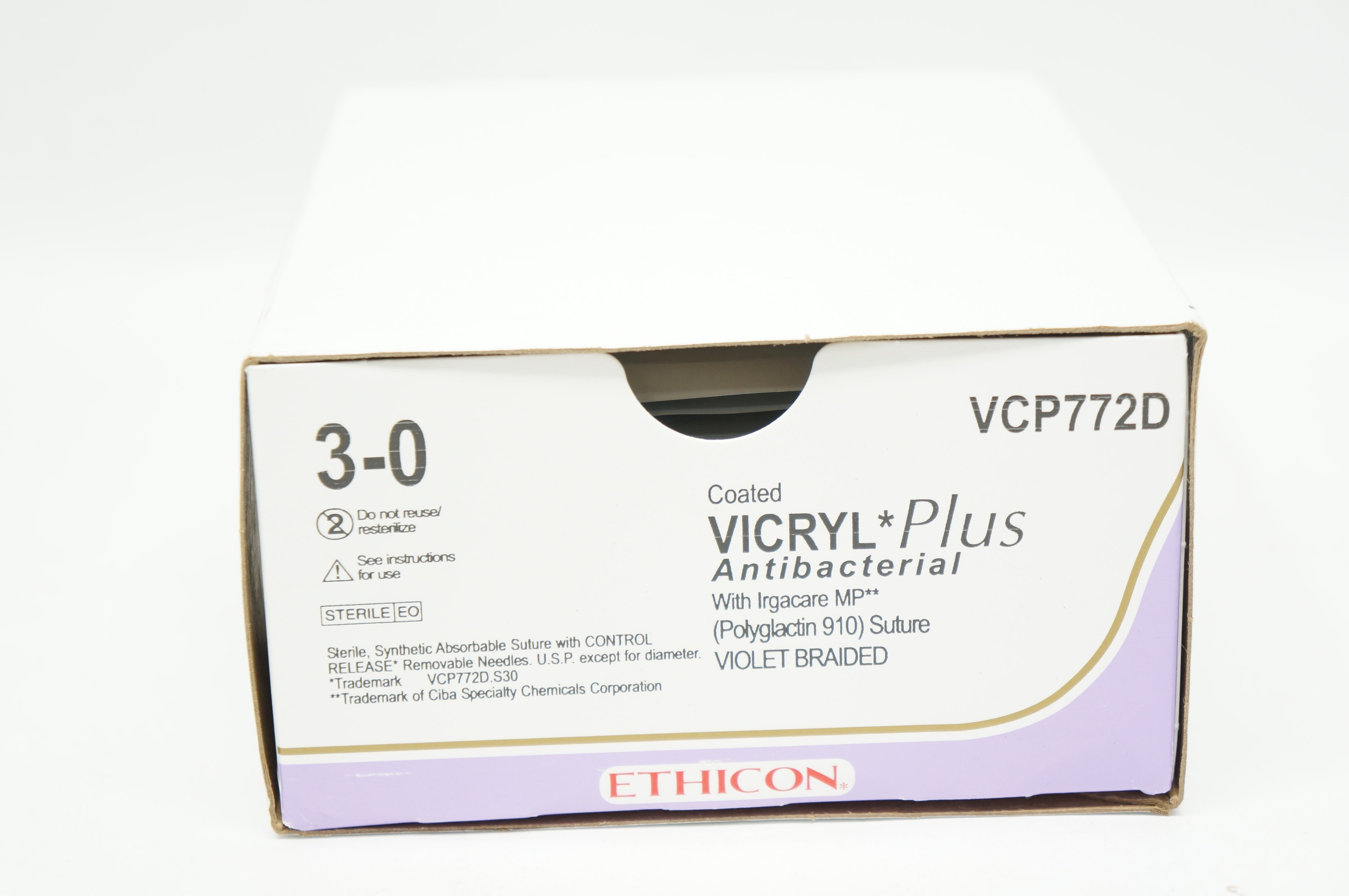 Ethicon VCP772D 3-0 Coated VICRYL Plus SH-1 22mm 1/2c Taper, 18inch  - Box of 12