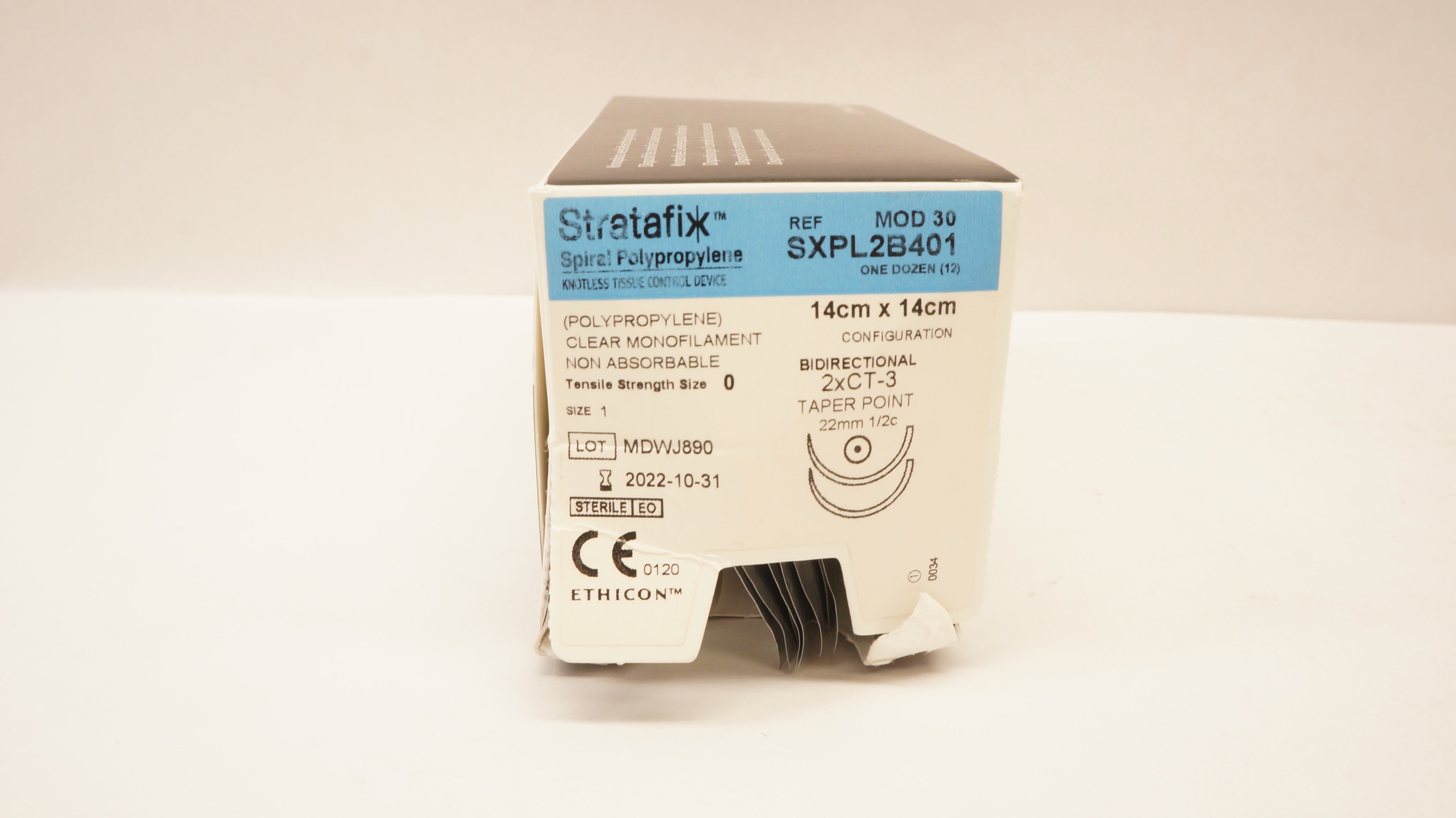 Ethicon SXPL2B401 0 Stratafix Monofilament 2xCT-3 22mm 1/2c 14x14cm(x)-Box of 14