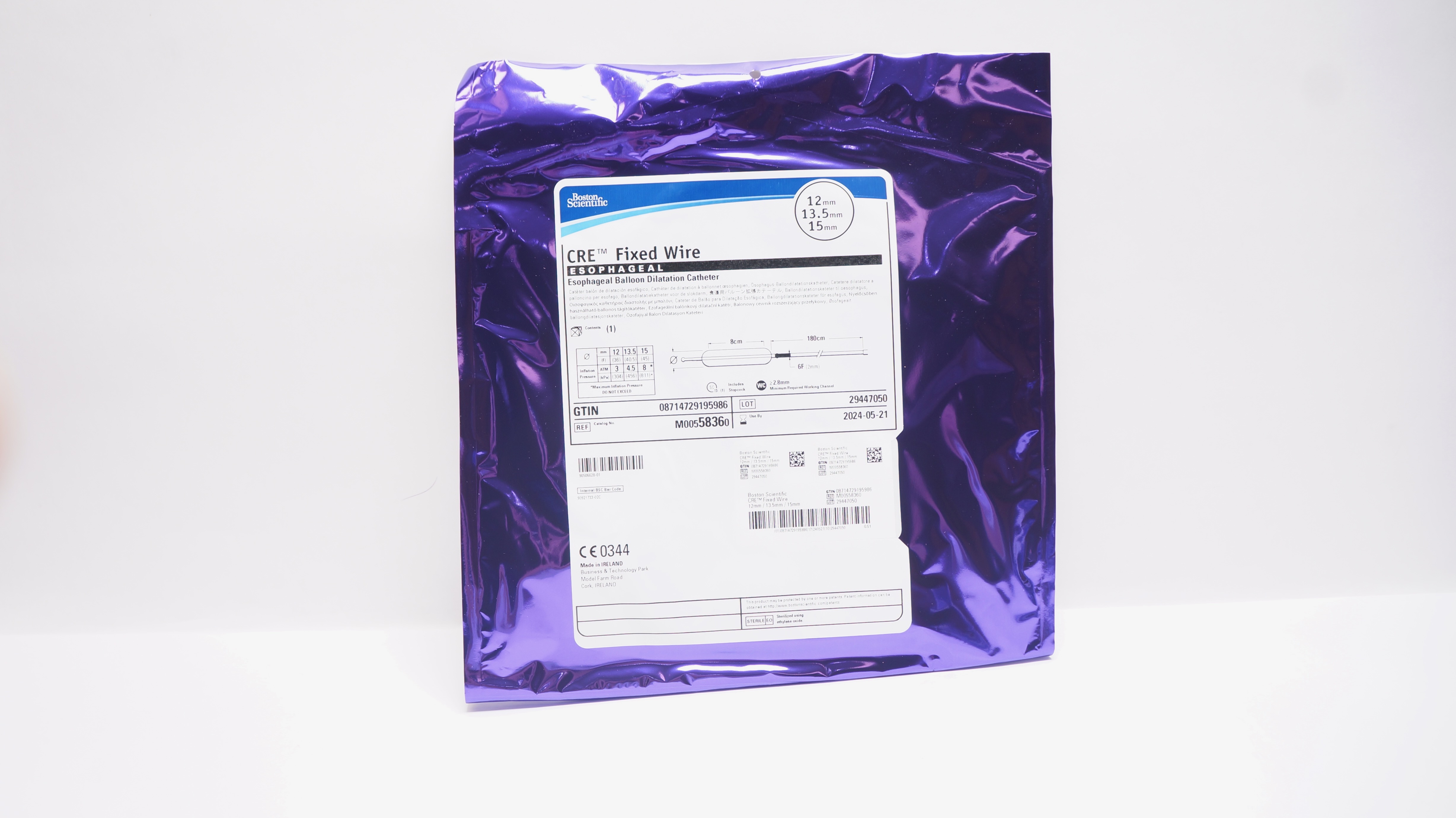 Boston Scientific M00558360 CRE Esophageal Dilatation Cath. 12 x 13.5 x 15mm