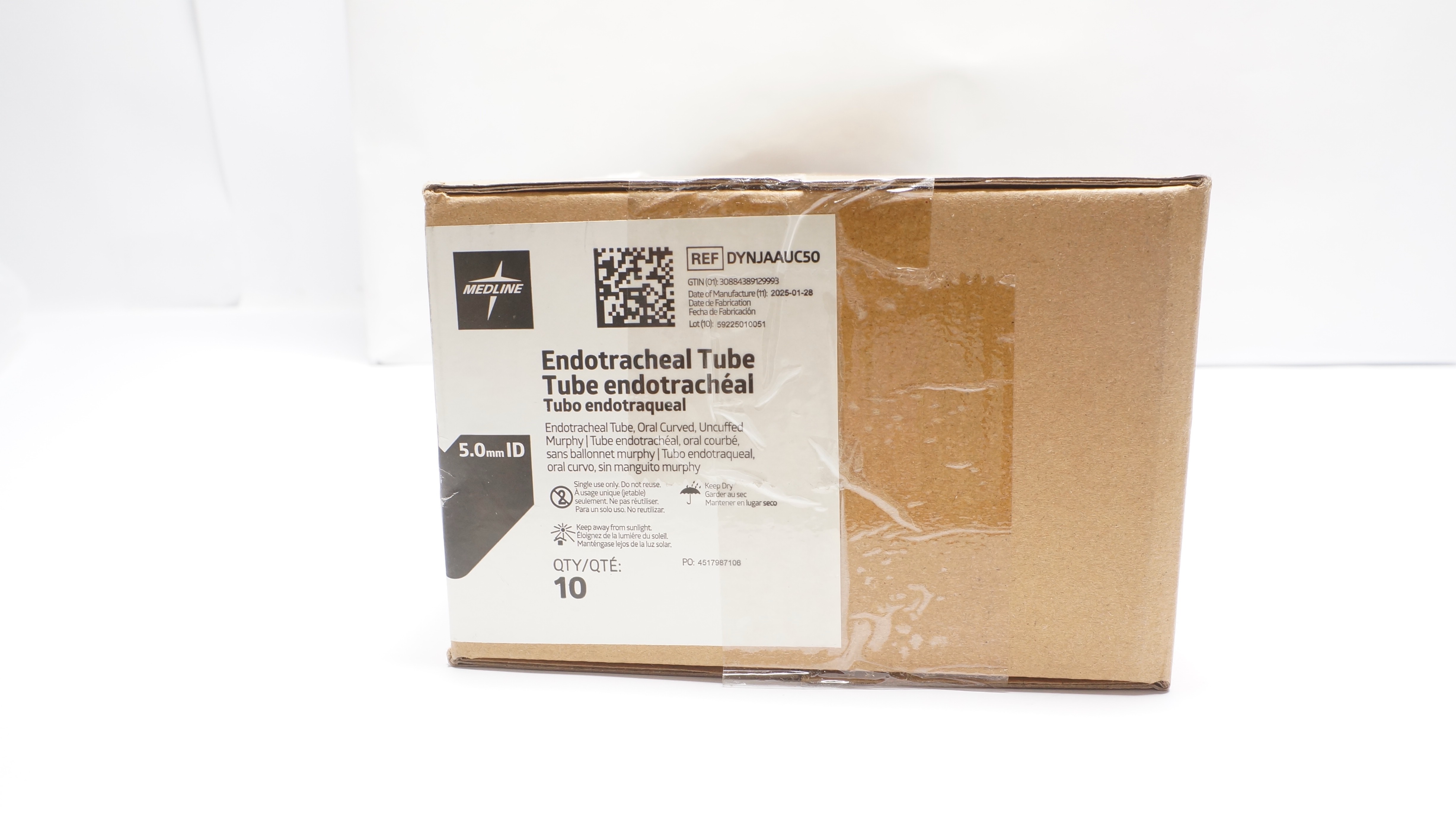 Medline DYNJAAUC50 Endoptracheal Tube,Oral Curved,Uncuffed Murphy - Box of 10