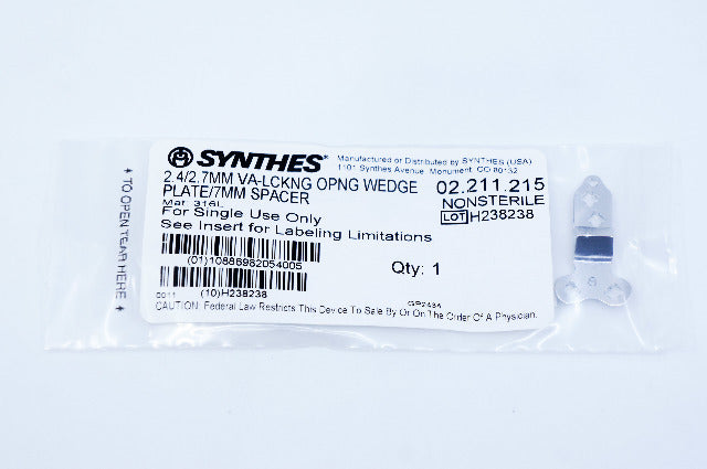 Synthes 02.211.215 2.4/2.7MM VA-LCKNG OPNG WEDGE PLATE/7MM SPACER