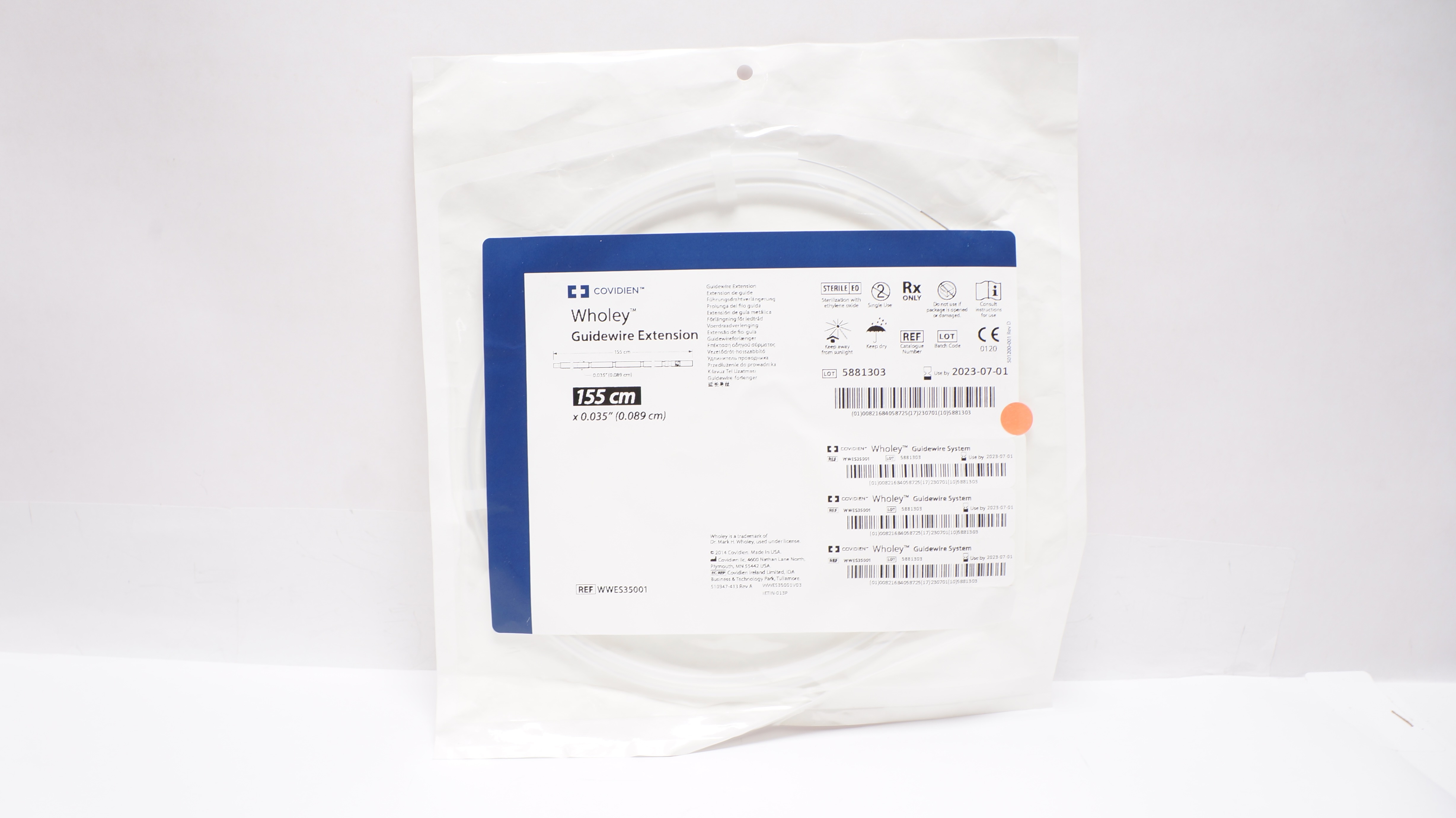 Covidien WWES35001 Wholey Guidewire Extension 155cm x 0.035in. (x)
