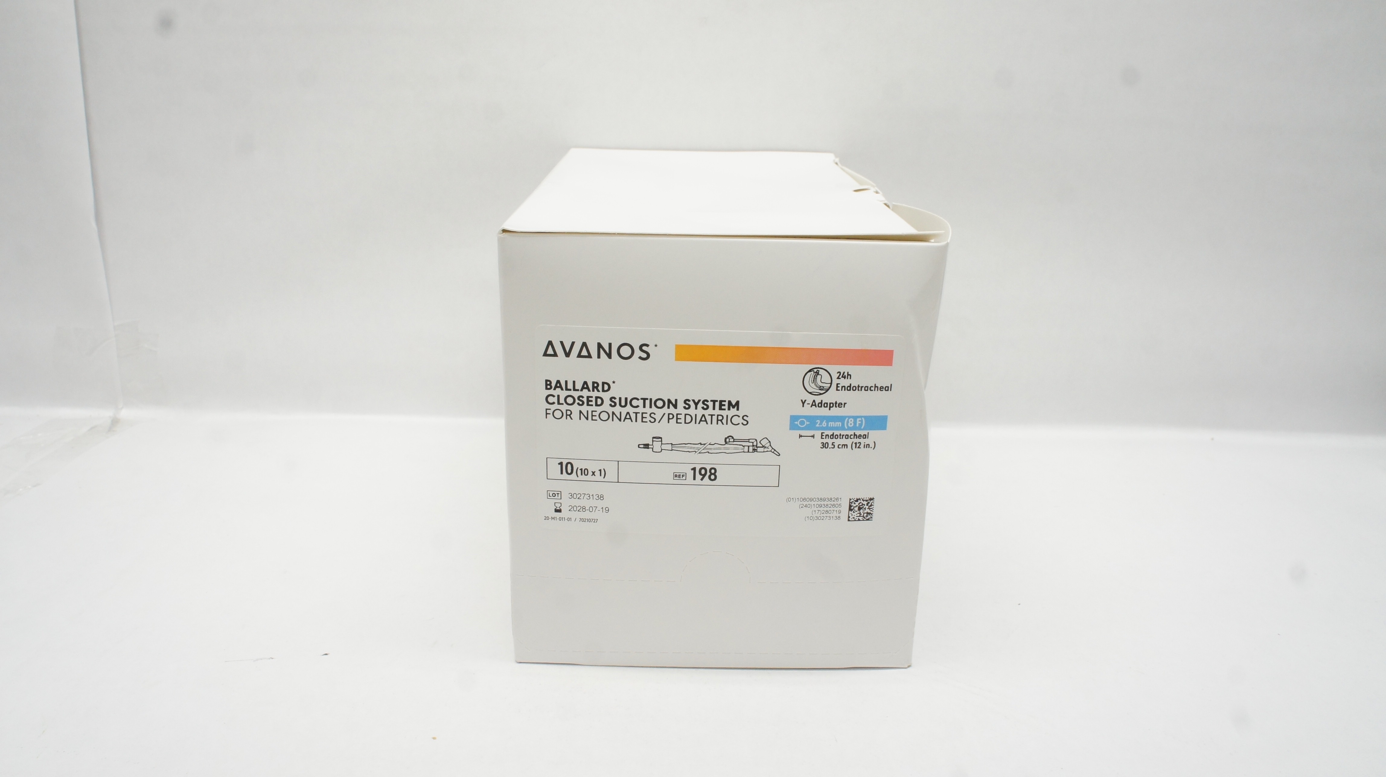 Avanos 198 Ballard Closed Suction System 8F x 12inch - Box of 9