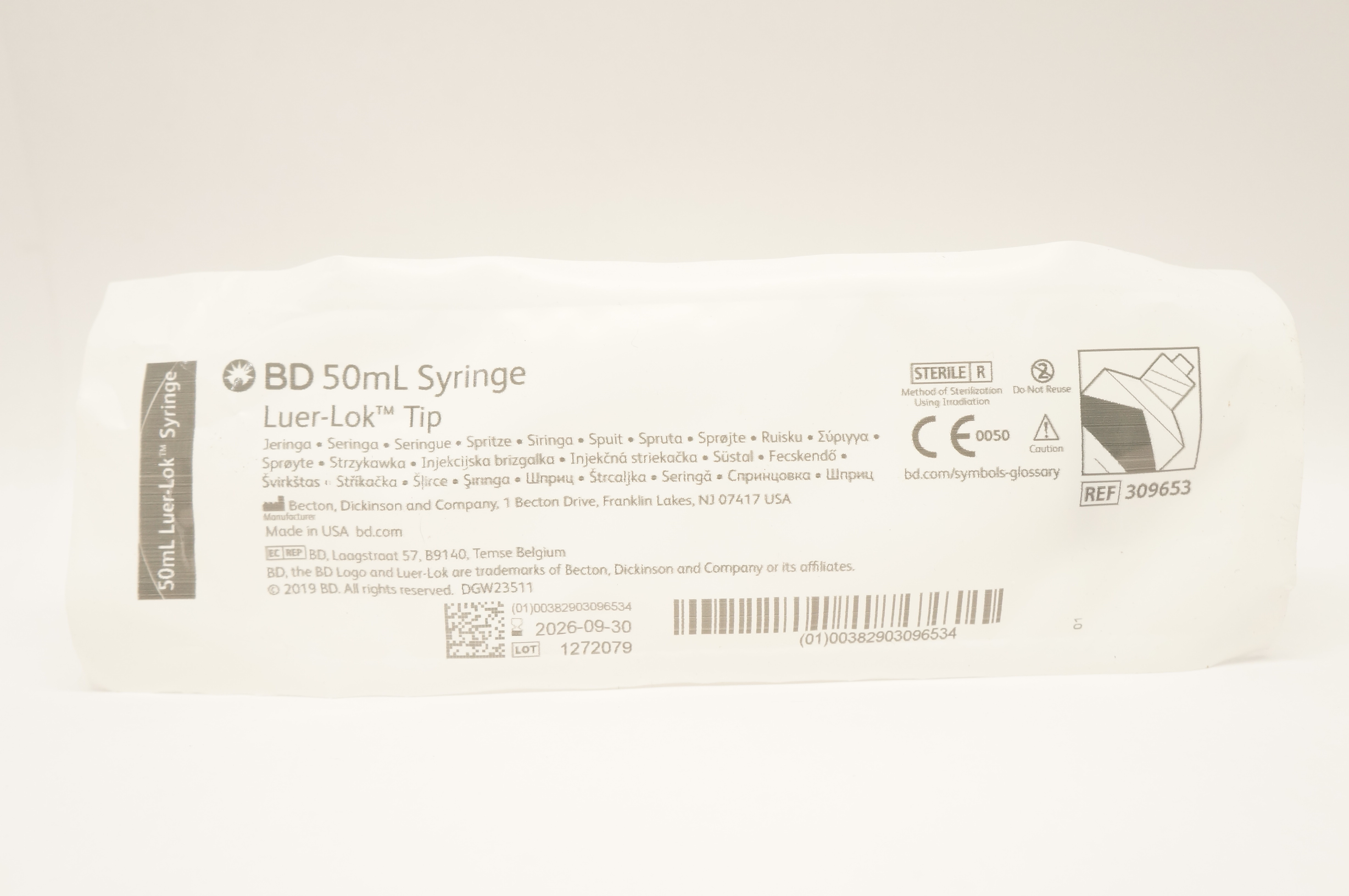 BD 309653 50ml Syringe Luer-Lok Tip