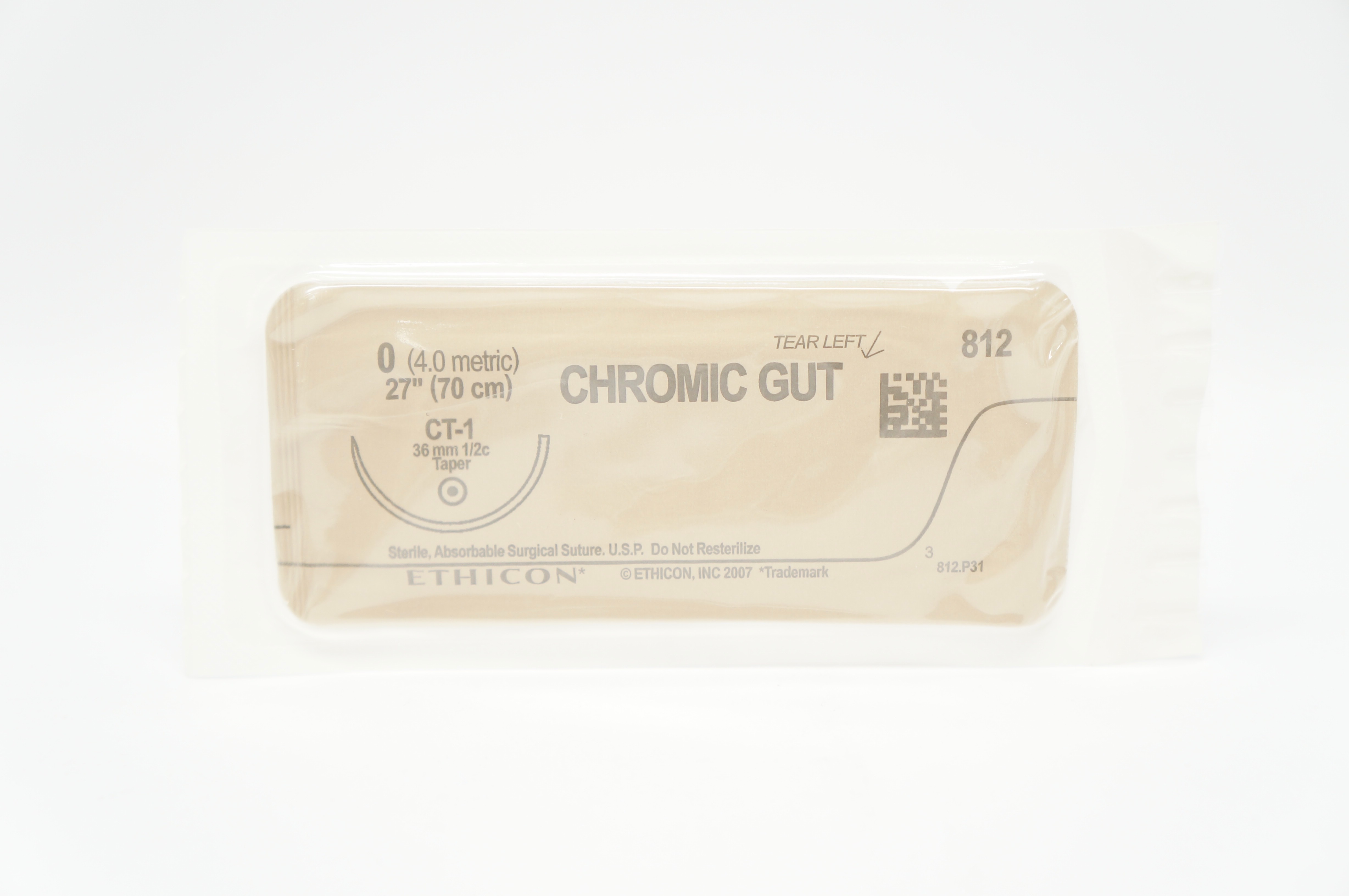 Ethicon 812 0 CHROMIC GUT Surgical Stre CT-1 36mm 1/2c Taper, 27inch (x)
