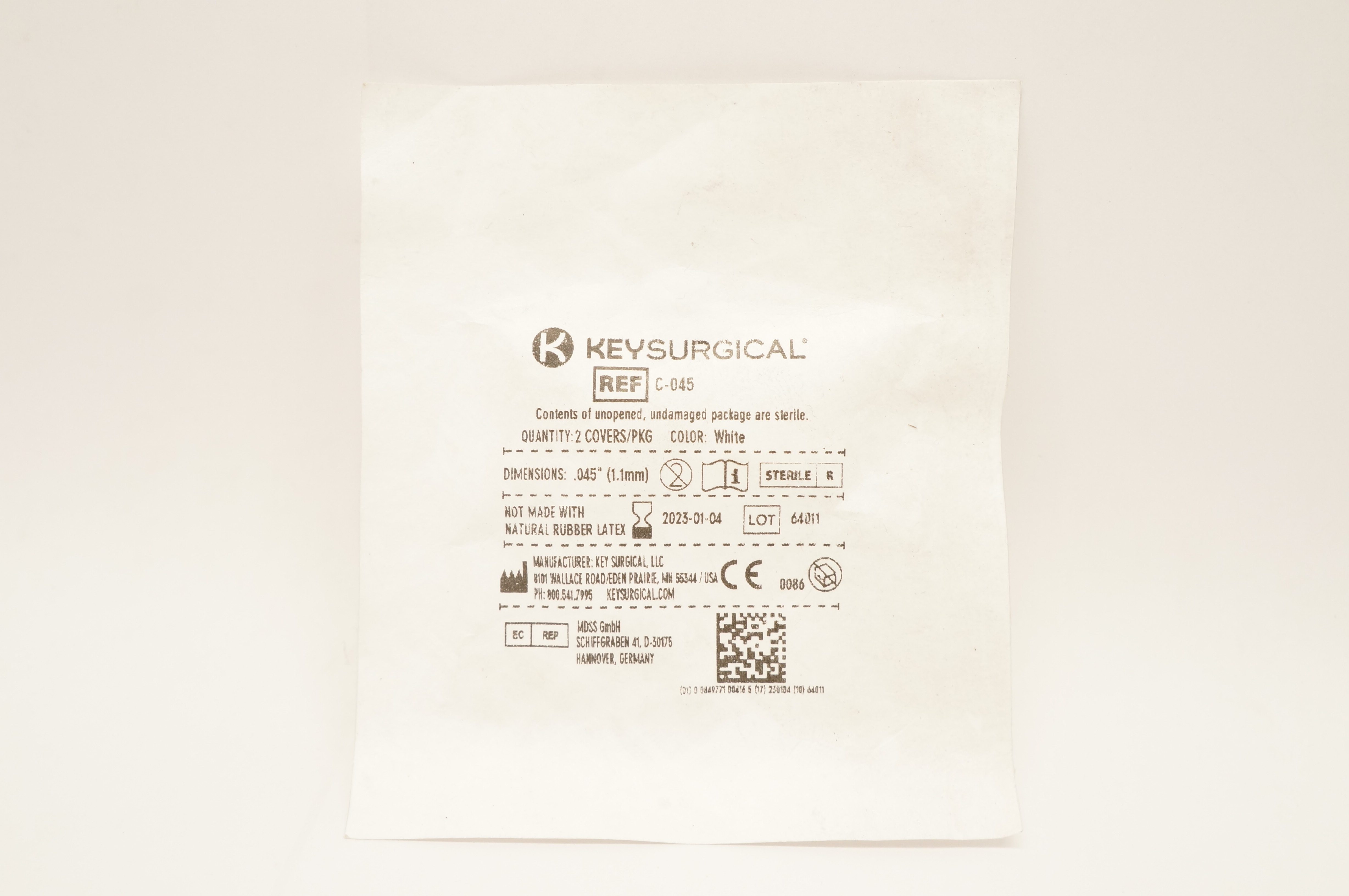 Key Surgical C-045 K-Wire and Pin Cover, White, 0.45inch - Pack of 2