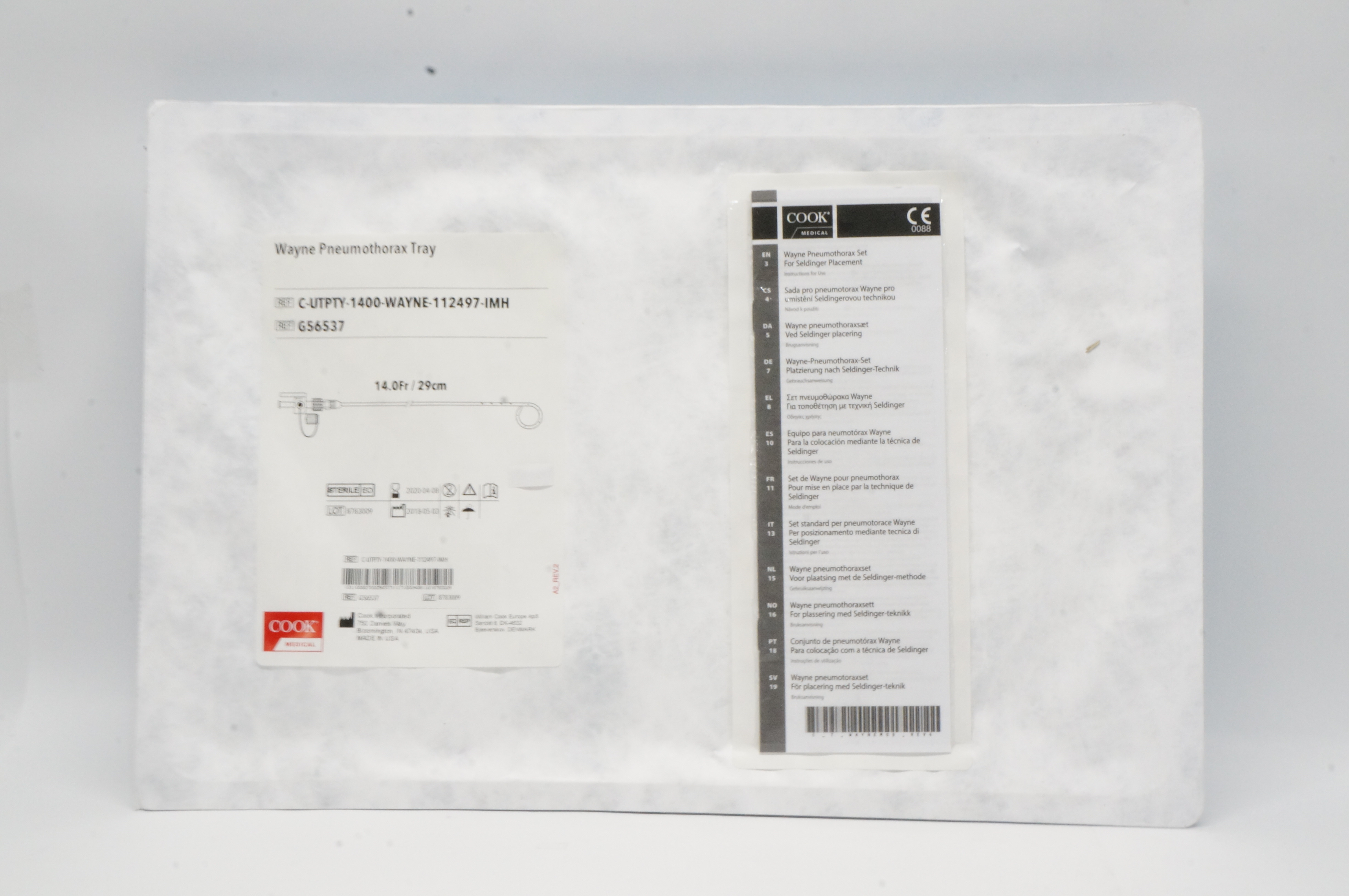 Cook Medical G56537 Wayne Pneumothorax Tray 14.0Fr x 29cm (x)