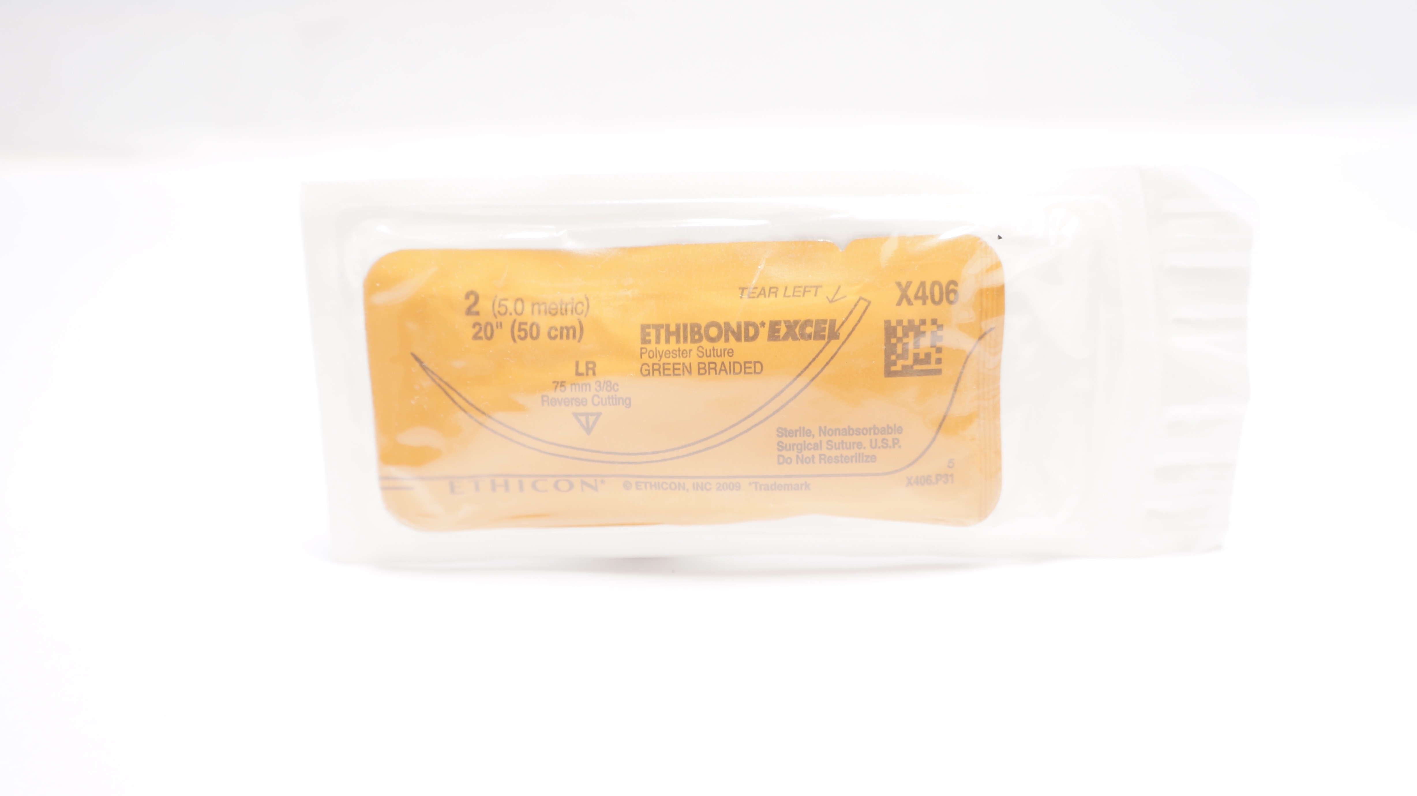Ethicon X406 2 Ethibond Excel Stre LR 75mm 3/8c Reverse Cutting, 20 inch (x)