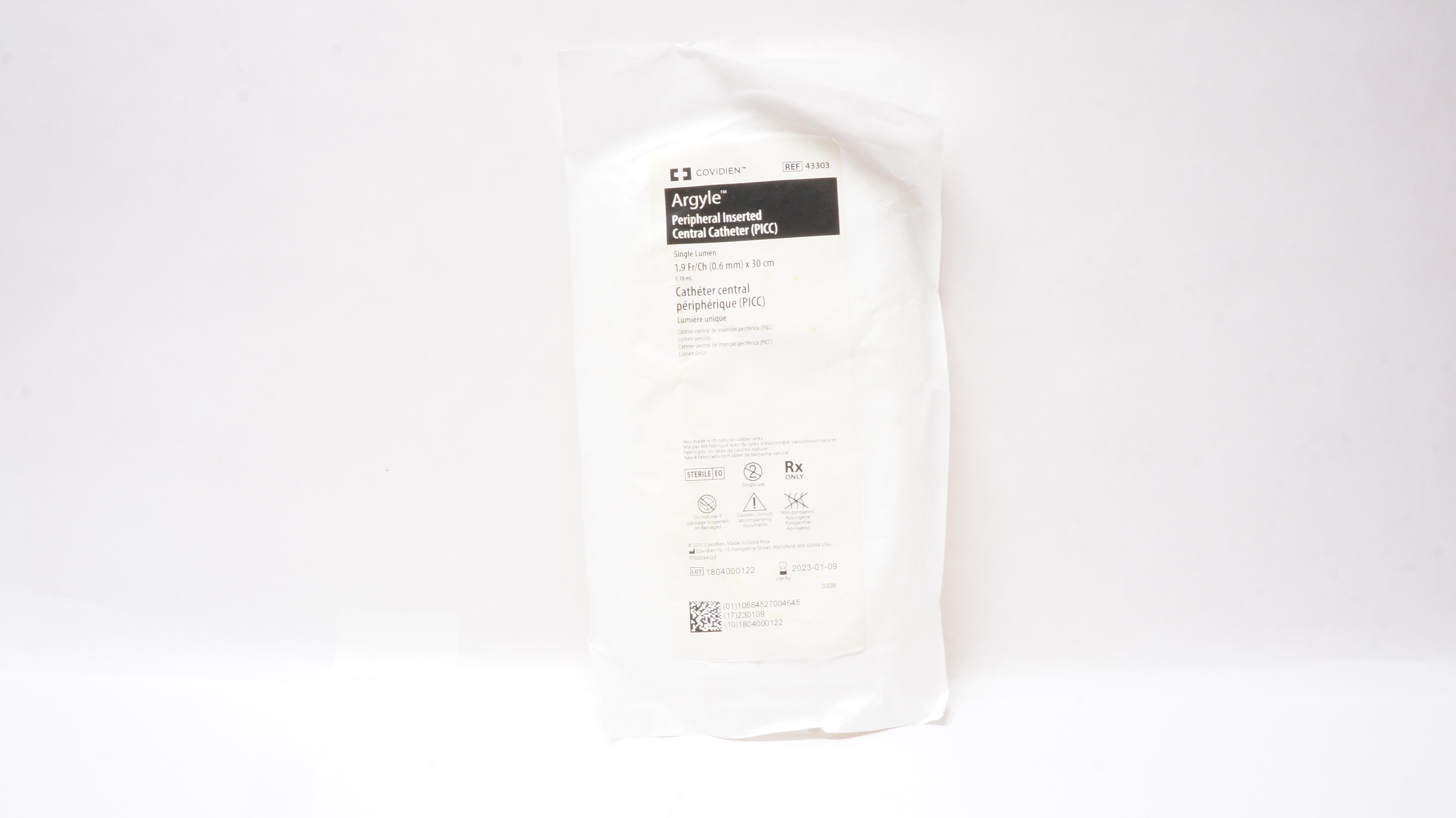 Covidien 43303 Argyle Peripheral Inserted Central Cath.(PICC) 1.9Fr/Ch x 30cm(x)