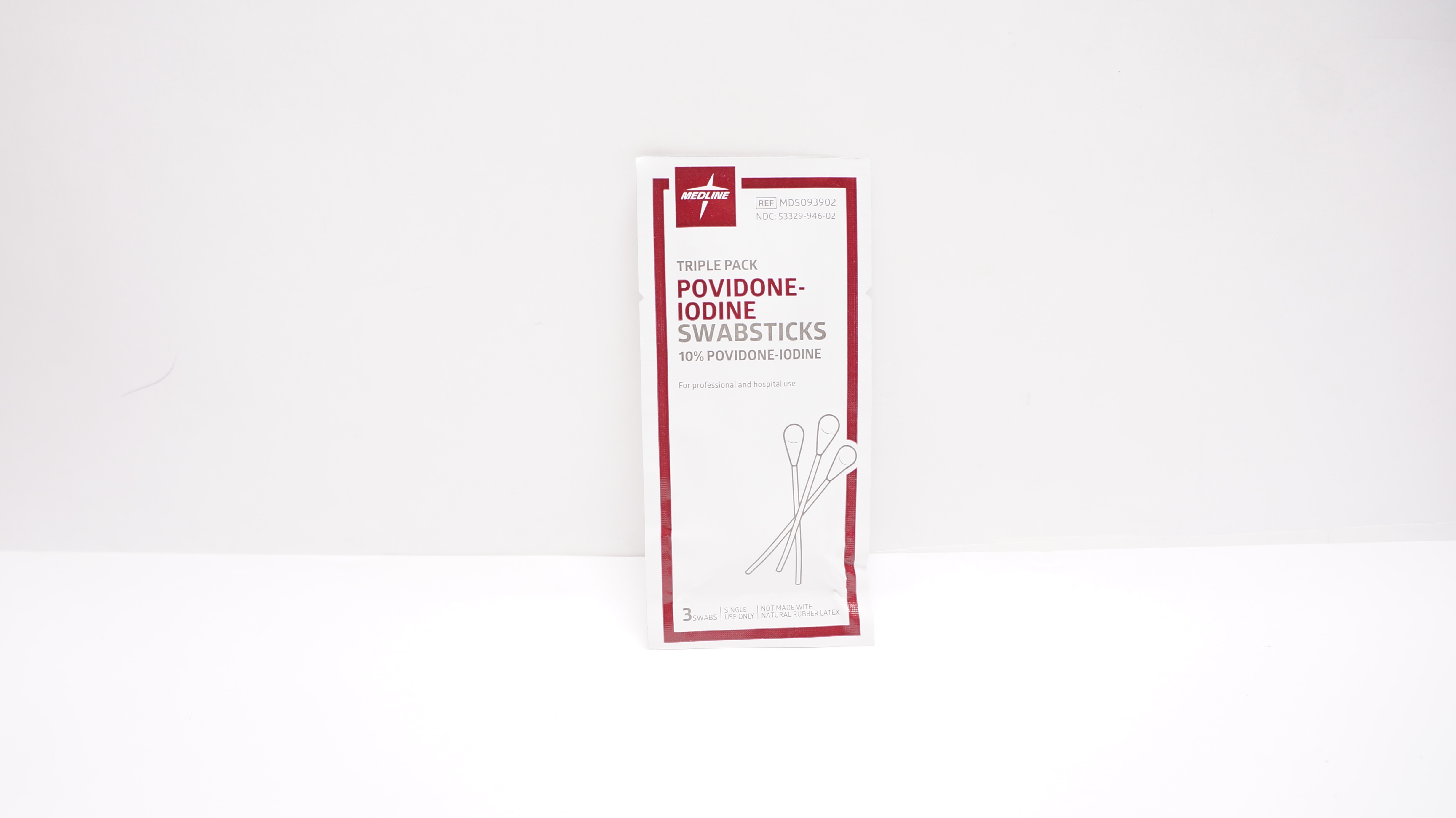 Medline MDS093902 Triple Pack 10% Povidone-Iodine Swabsticks - Pack of 3