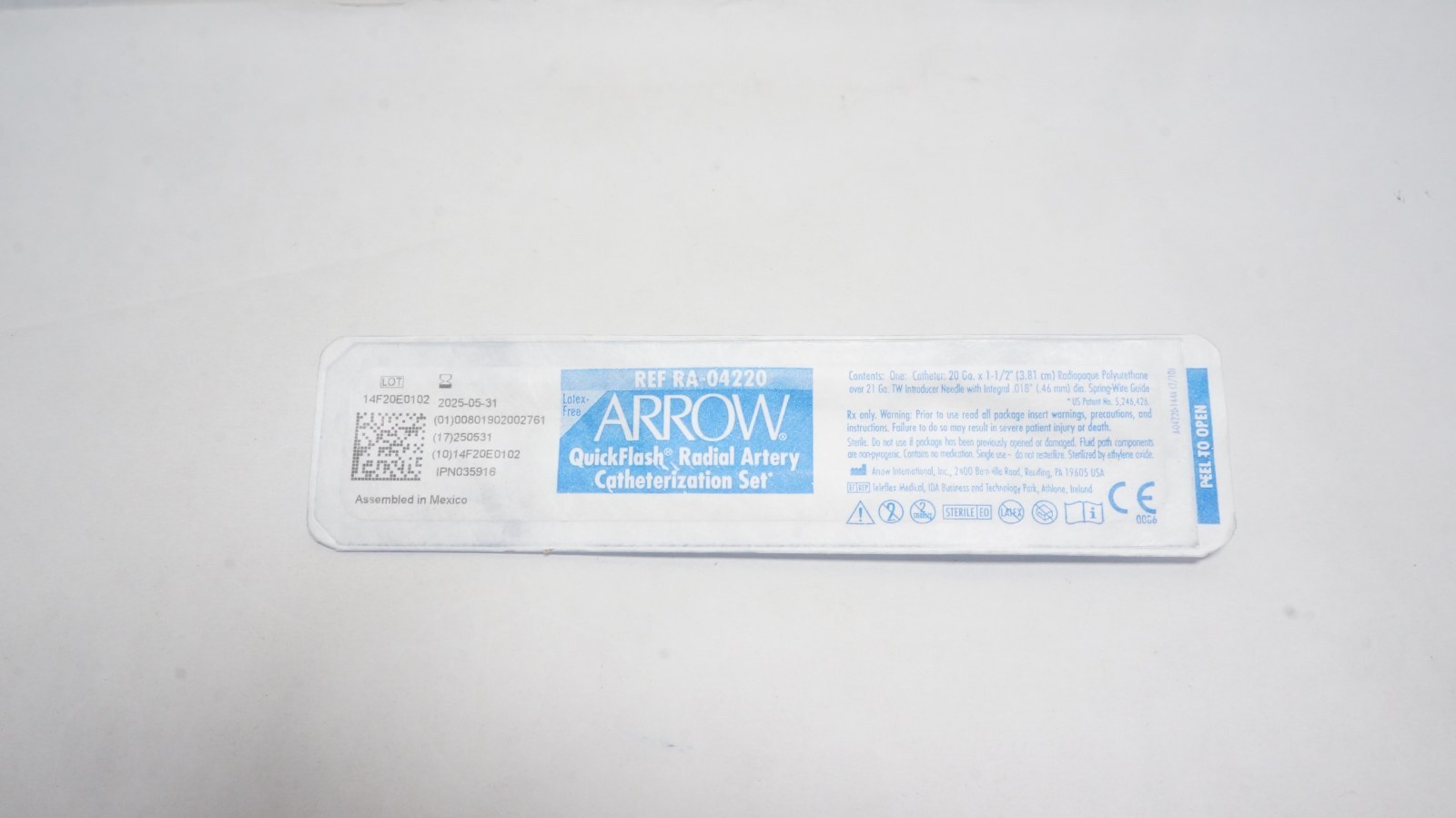Arrow RA-04220 QuickFlash Radial Artery Catheterization Set 20 Ga.