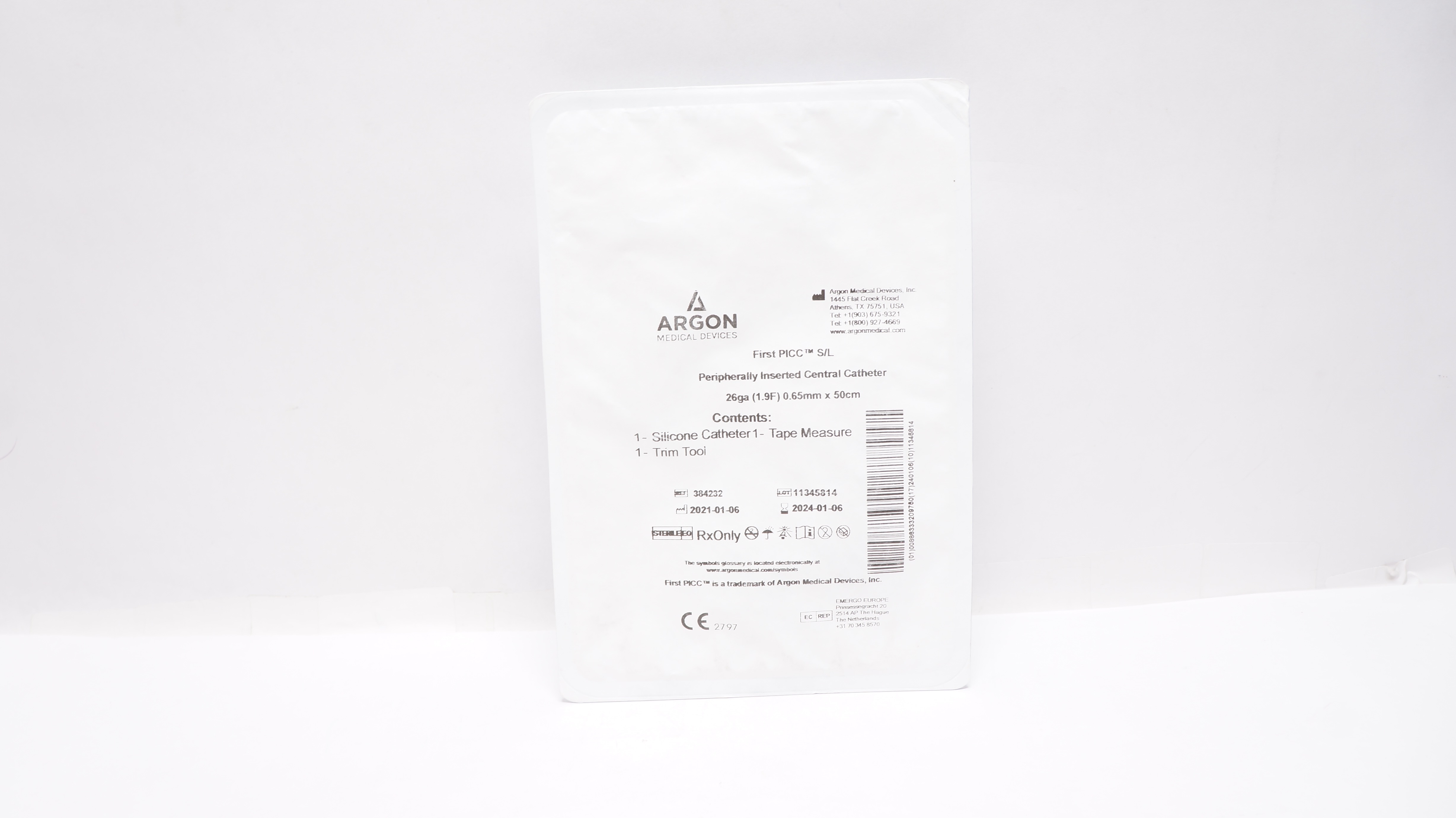 Argon 384232 First PICC S/L Peripherally Inserted Central Cath.26Ga 0.65mm x50cm