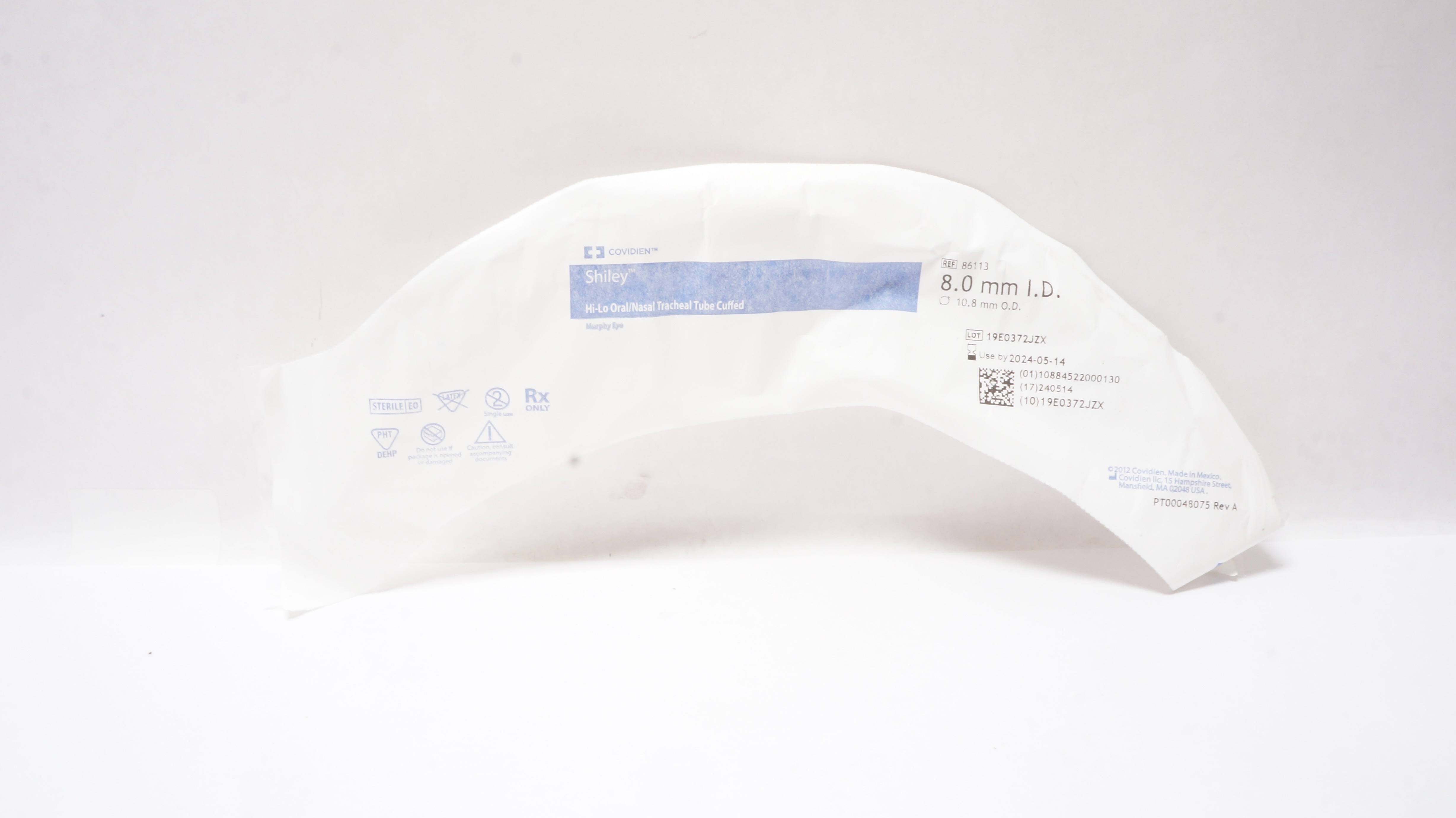 Covidien 86113 Shiley Hi-Lo Oral/Nasal Tracheal Tube Cuffed 8.0ID x 10.8mm OD