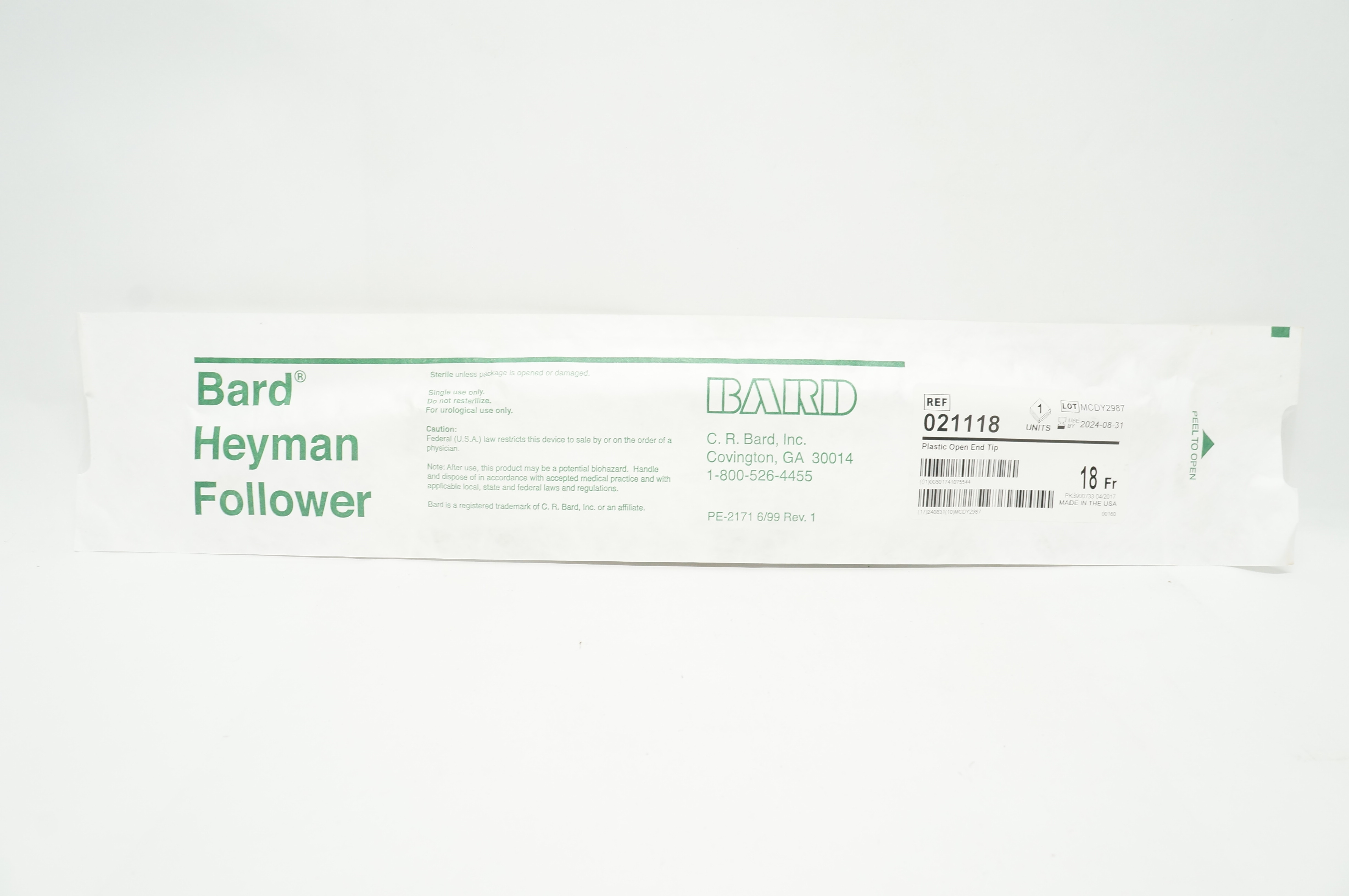 Bard 021118 Heyman Follower Straight Tip 18 Fr.
