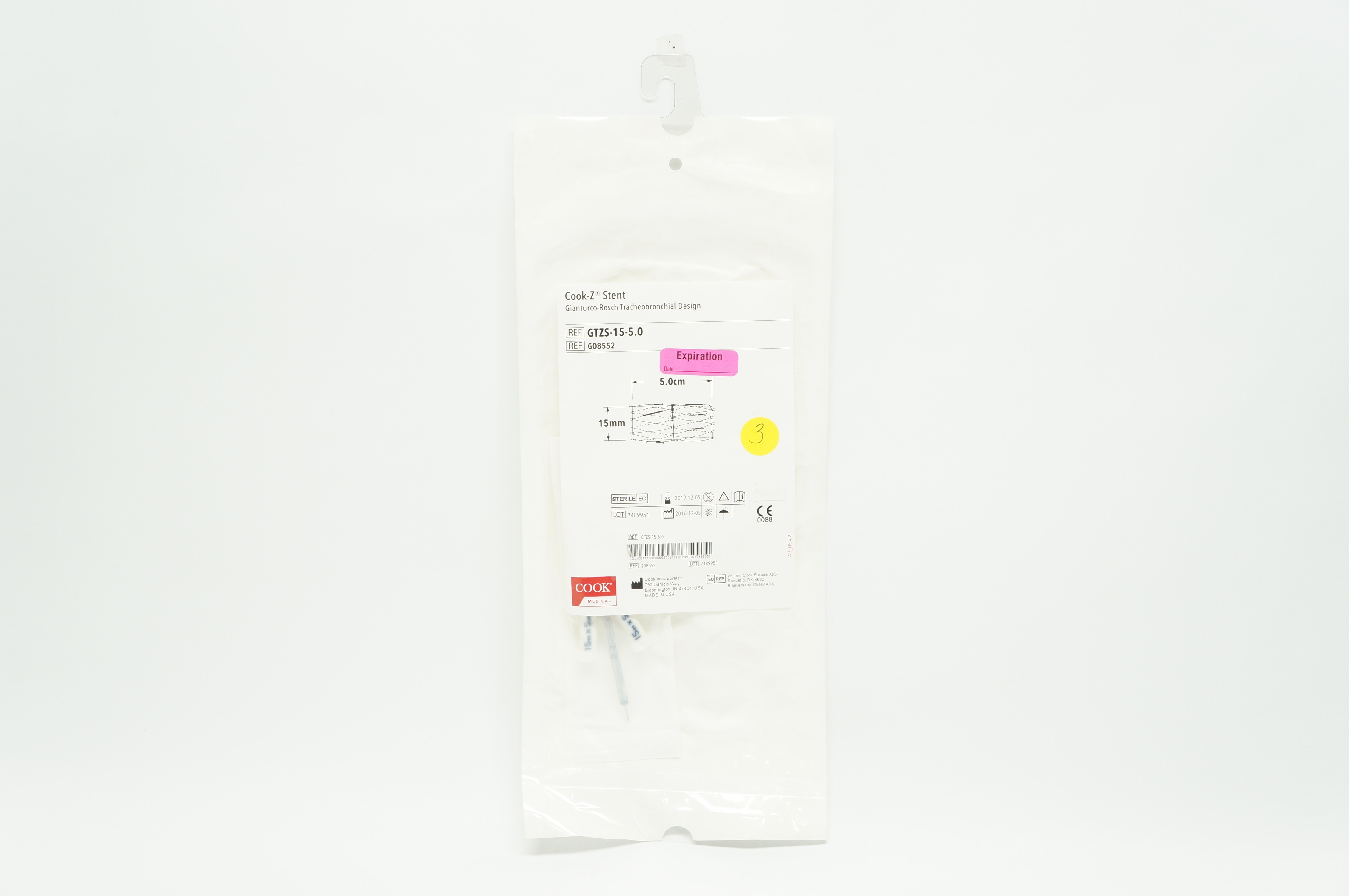 Cook Medical G08552 Cook-Z Stnt. 15mm x 5.0cm (x)