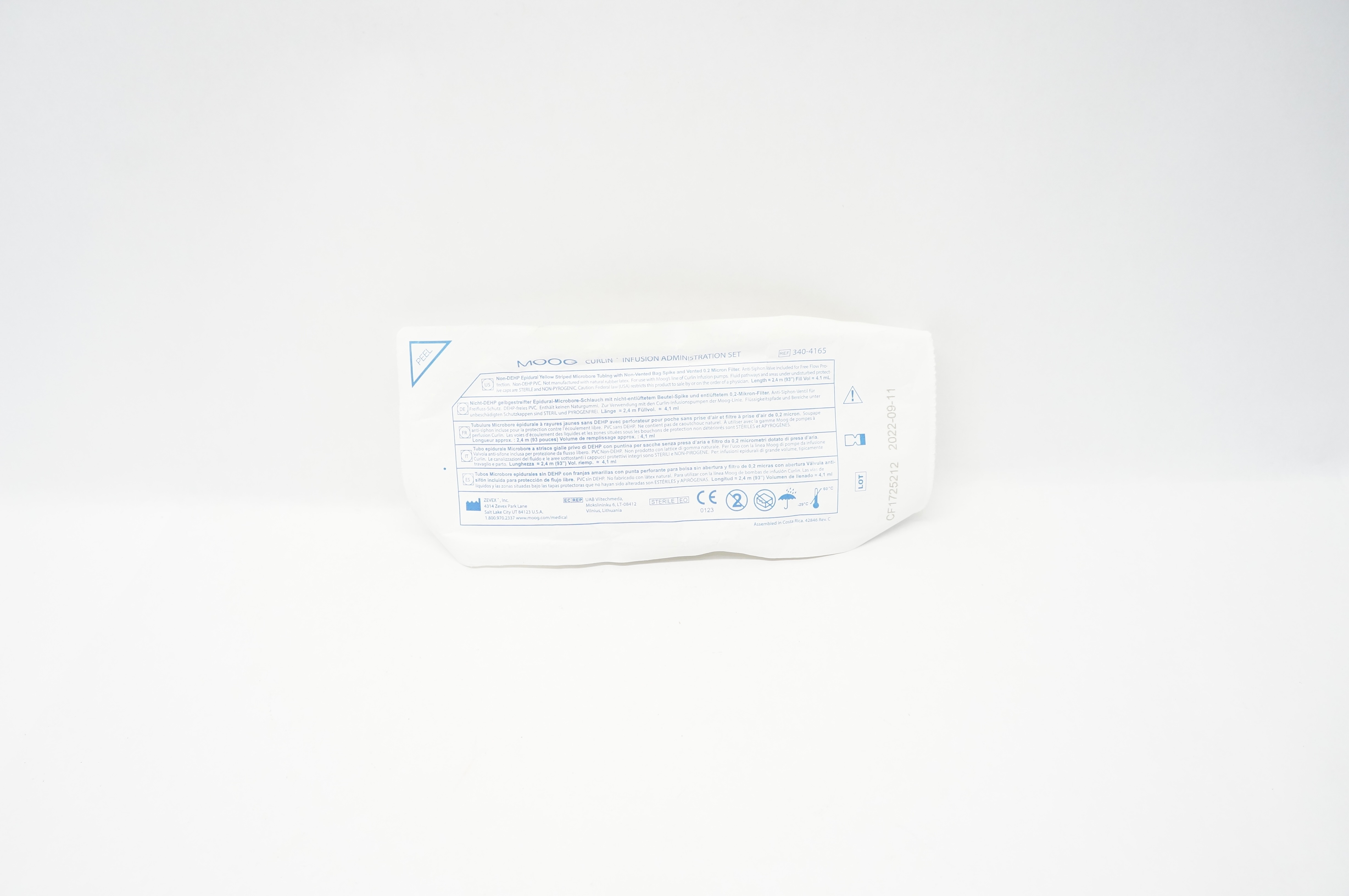 Zevex 340-4165 Moog Curlin Infusion Administration Set 93 inch x 4.1mL (x)