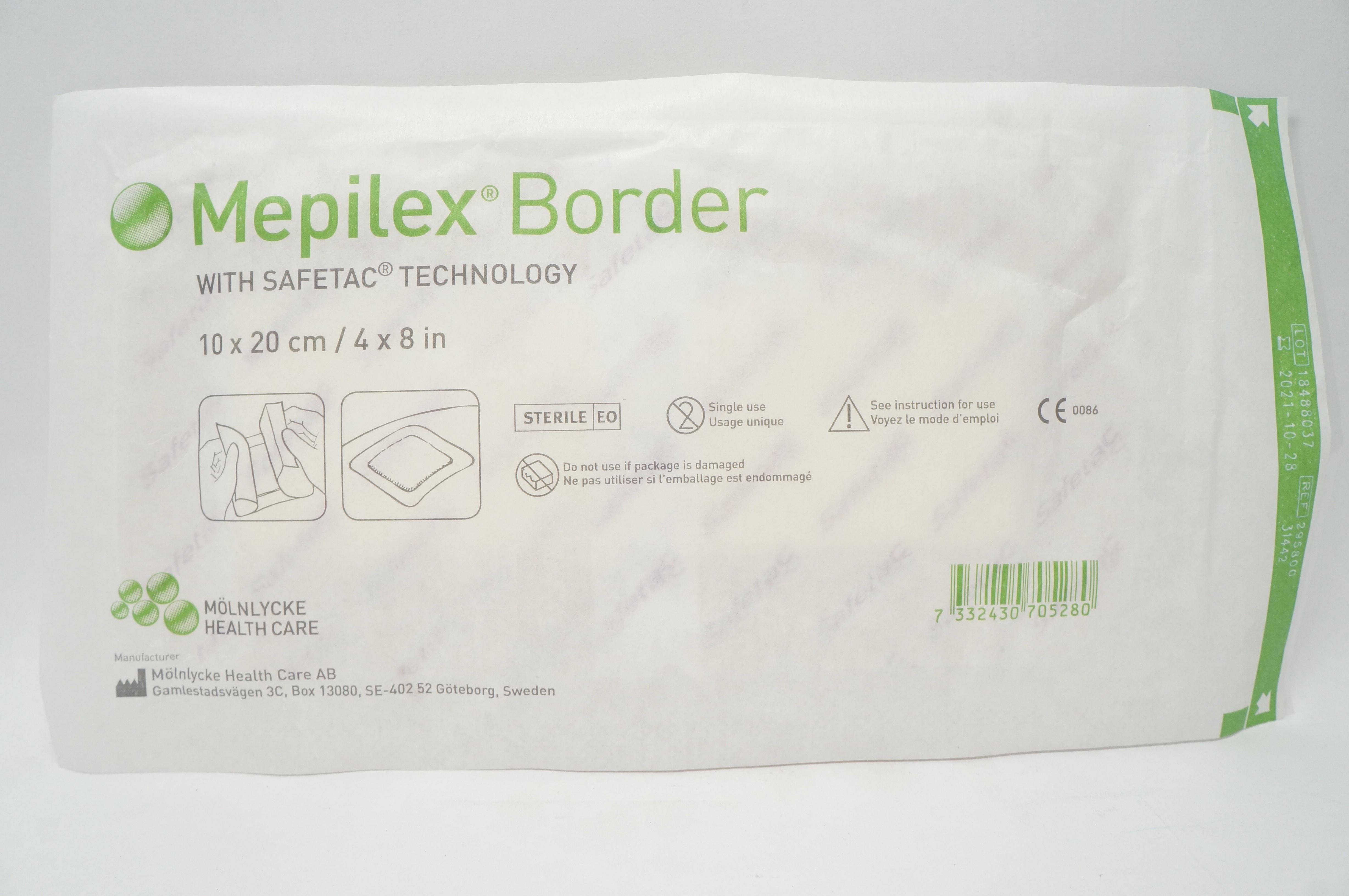 Molnlycke Healthcare 295800 Mepilex Ag with Safetac Technology 4inch x 8inch (x)
