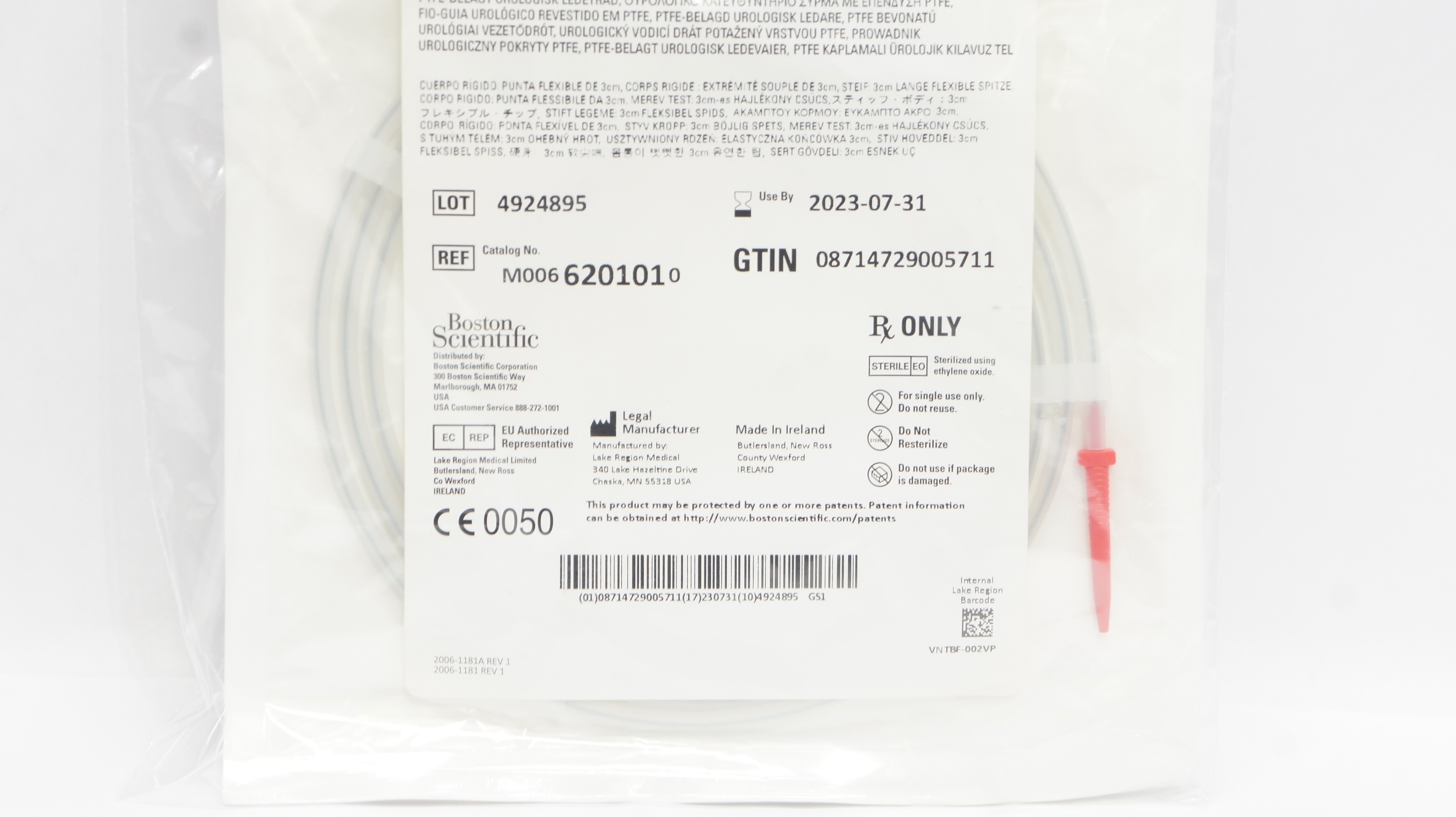 Boston Scientific M0066201010 PTFE Coated Urological Guidewire .038inchx150cm(x)