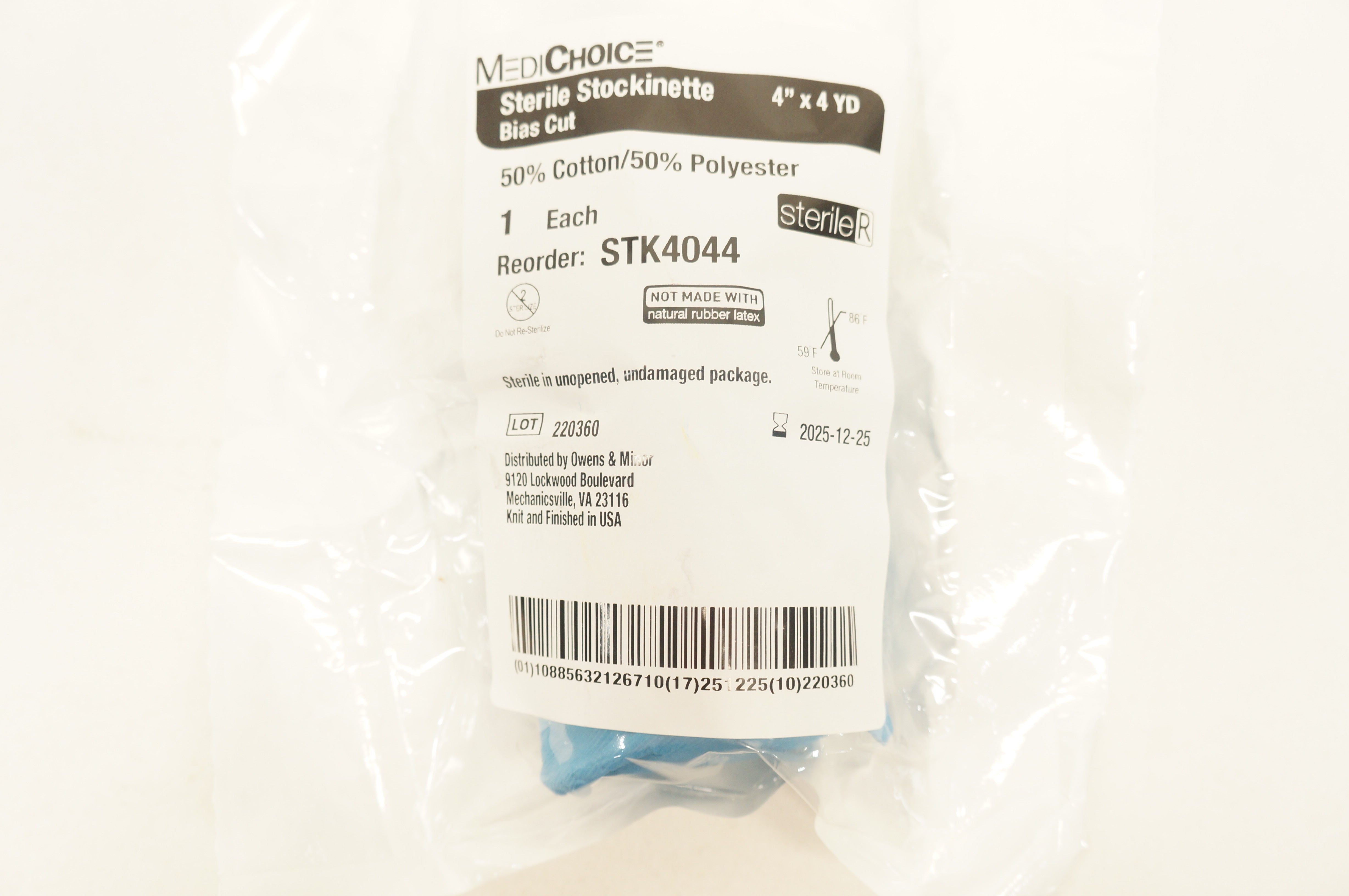 MediChoice STK4044 Sterile Stockinette Bias Cut 4inch x 4yd