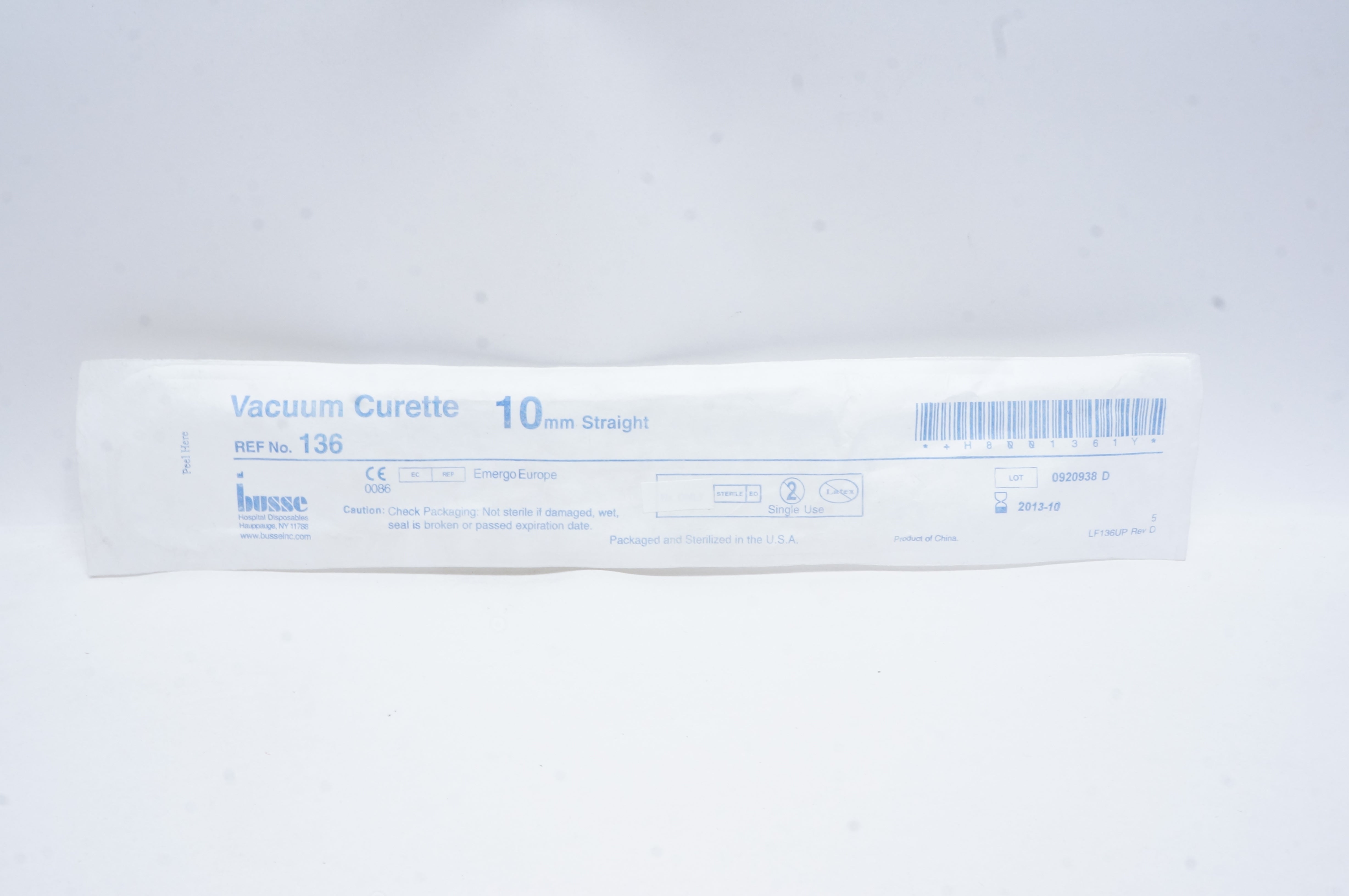 Busse 136 Vacuum Curette 10mm Straight (x)