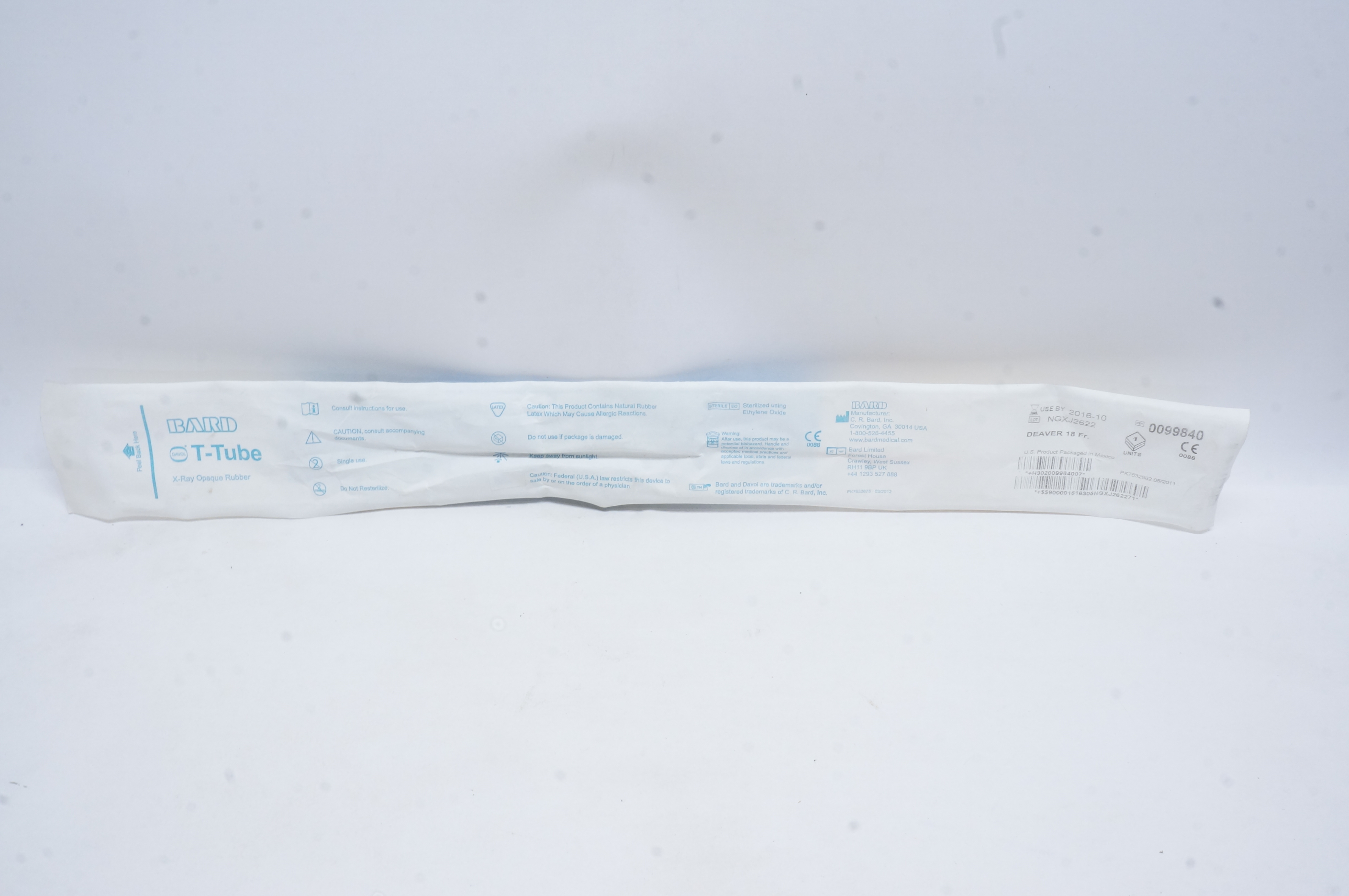 Bard 0099840 T-Tube X-Ray Opaque Rubber, Deaver 18Fr. (x)