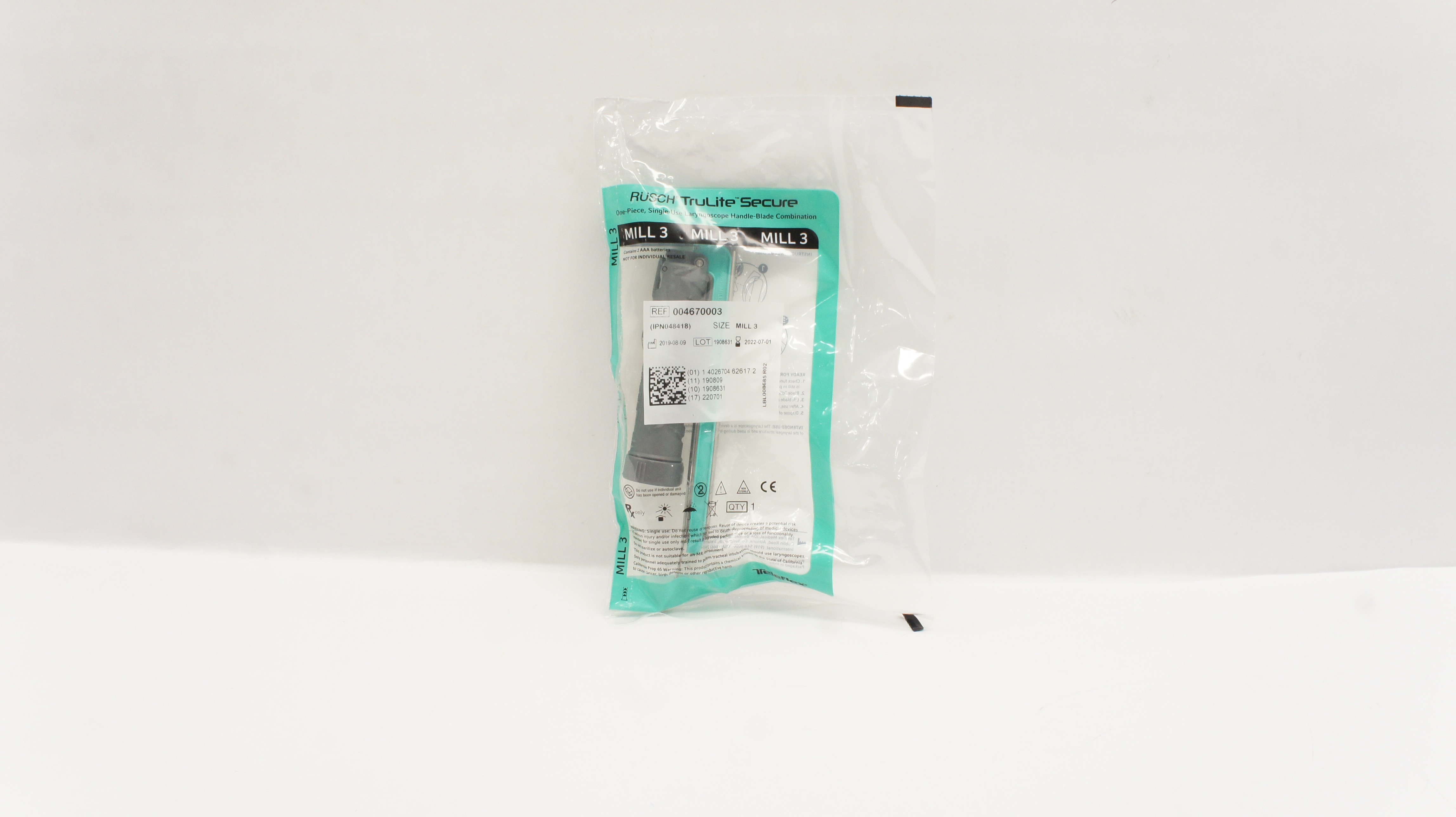 Teleflex 004670003 Rusch Secure Laryngoscope Handle-Blade Combination, Mill 3(x)