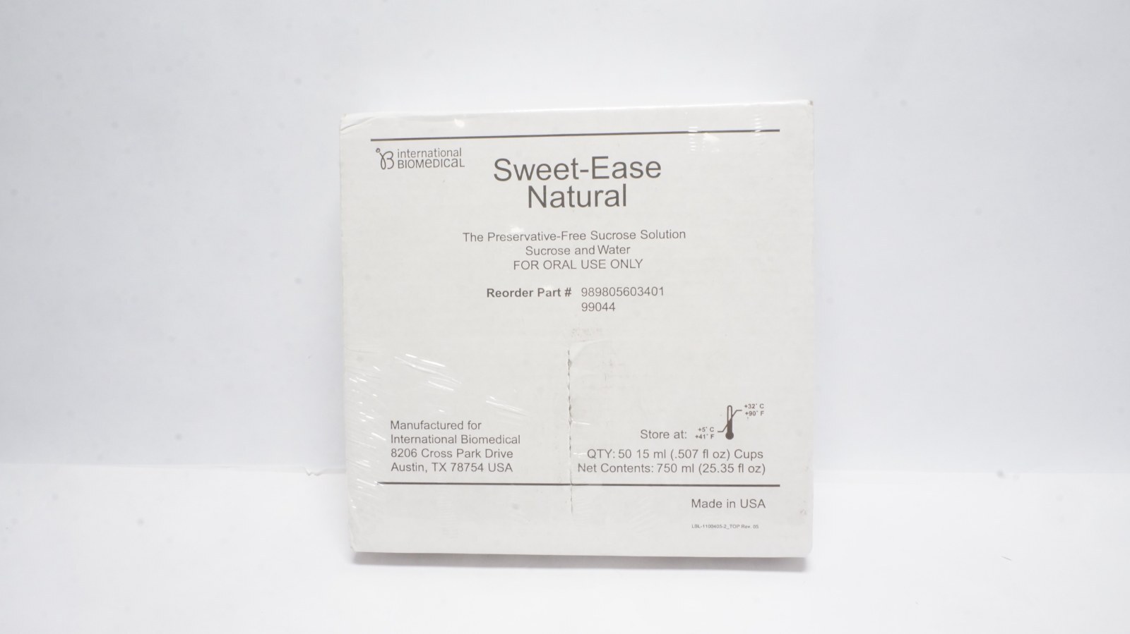 International Biomedical 989805603401 Sweet-Ease Natural- box of 50 Cups