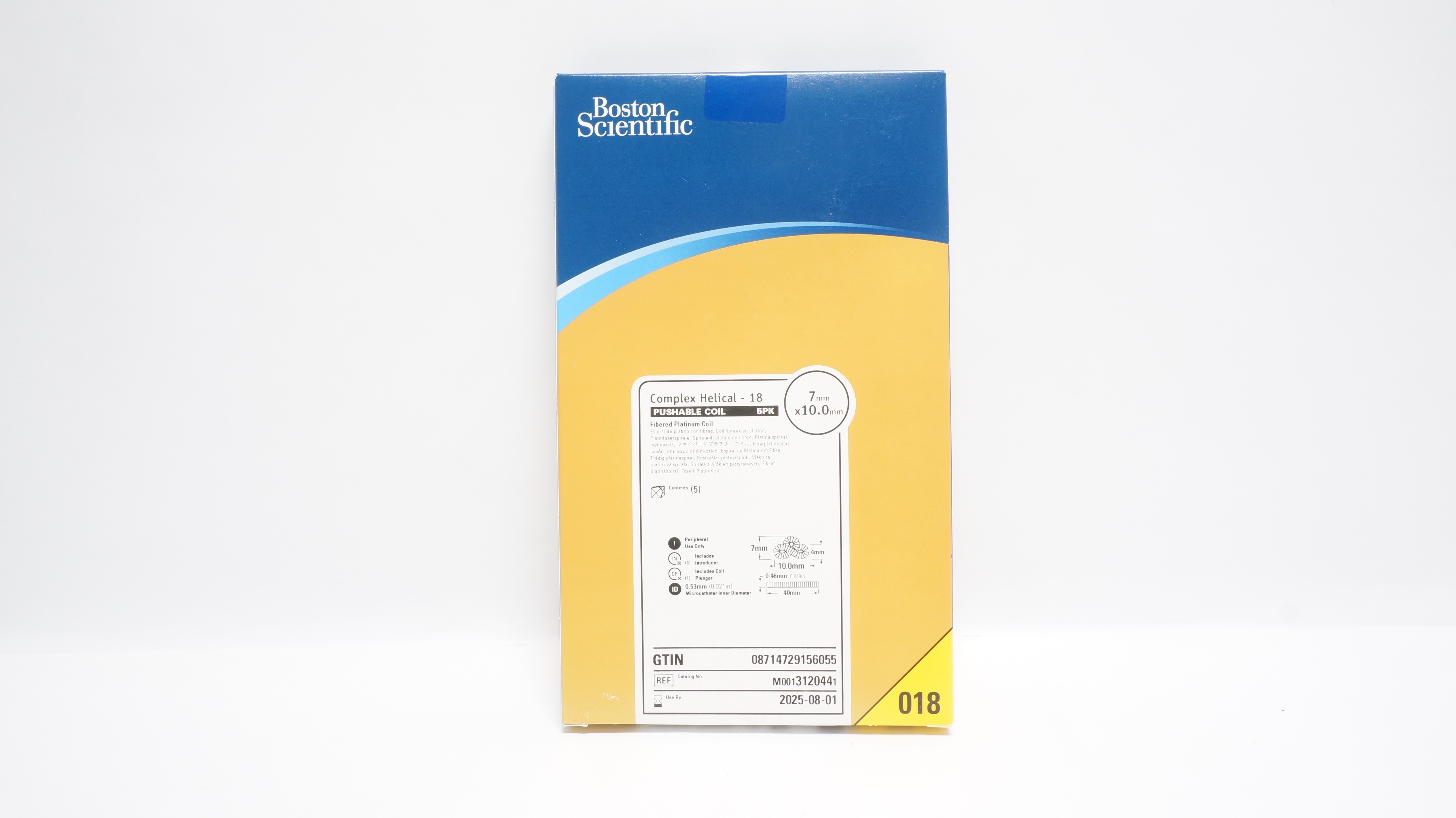 Boston Scientific 312044 Complex Helical-18 Pushable Coil, 7 x10.0mm(x)-Box of 5
