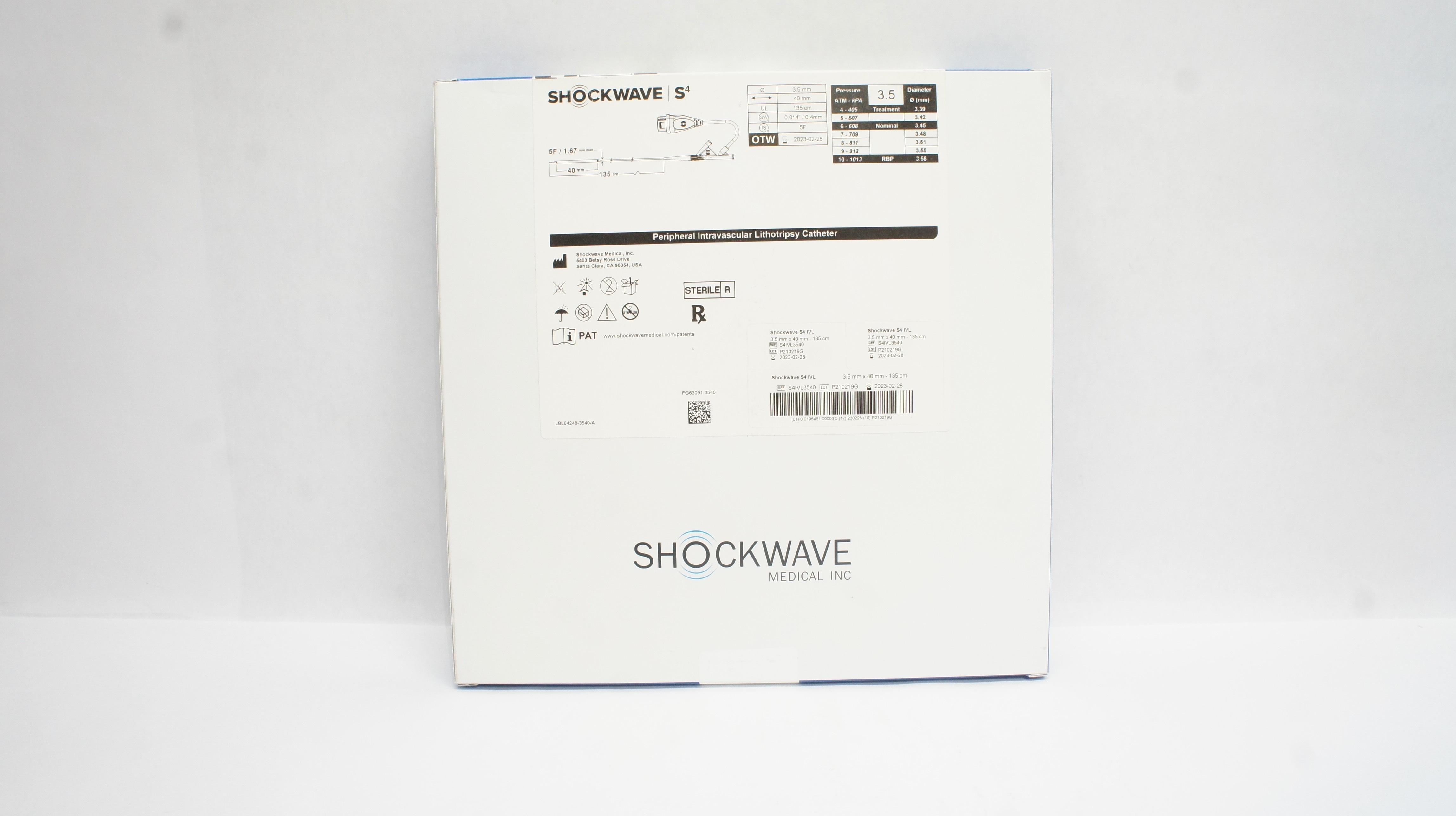 Shockwave Medical S4IVL3540 Peripheral Intravasculat Cath. 5F x 40mm (x)