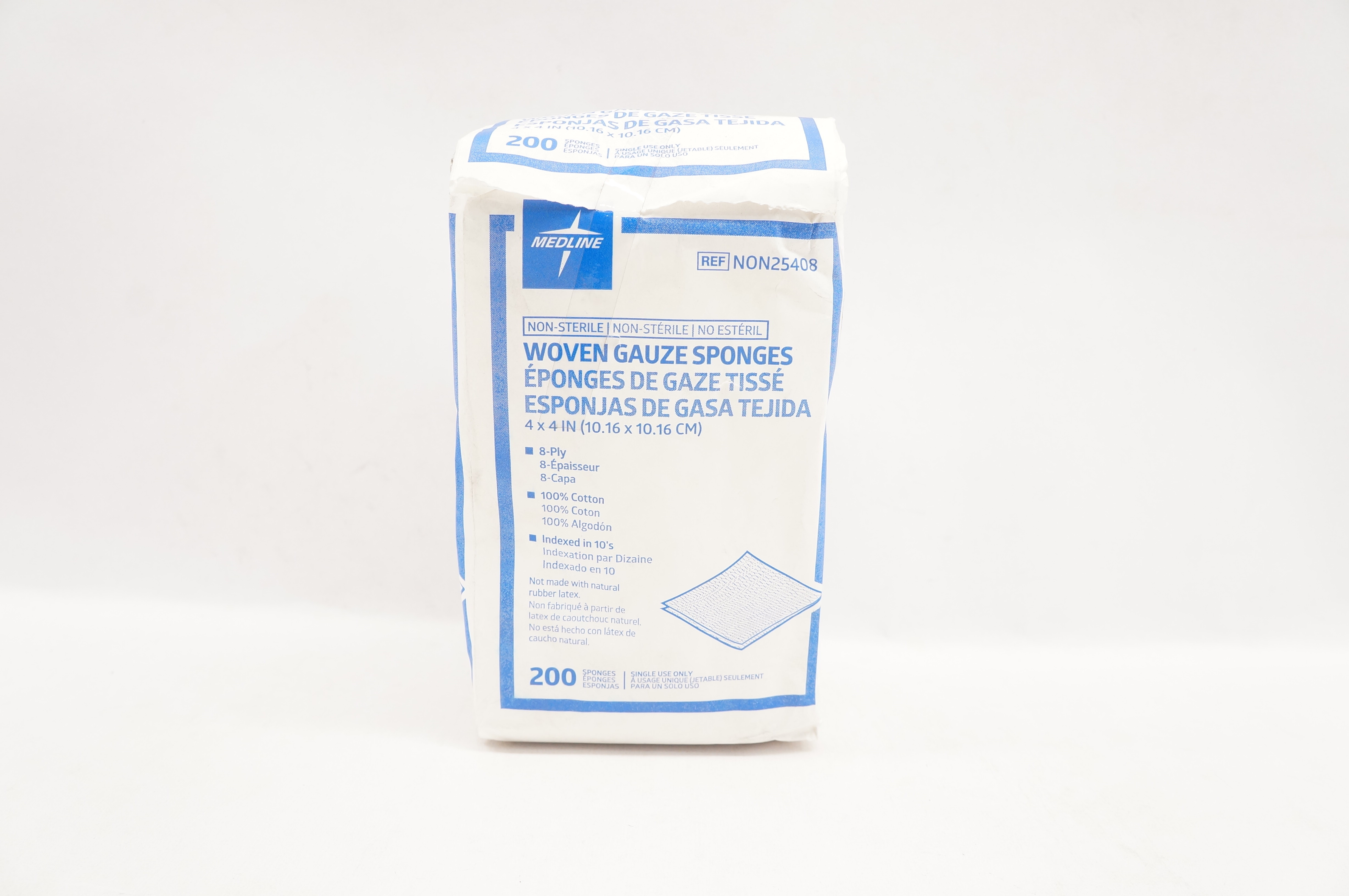 Medline NON25408 Woven Gauze Sponges 8-Ply, 4 x 4inch - Box of 200