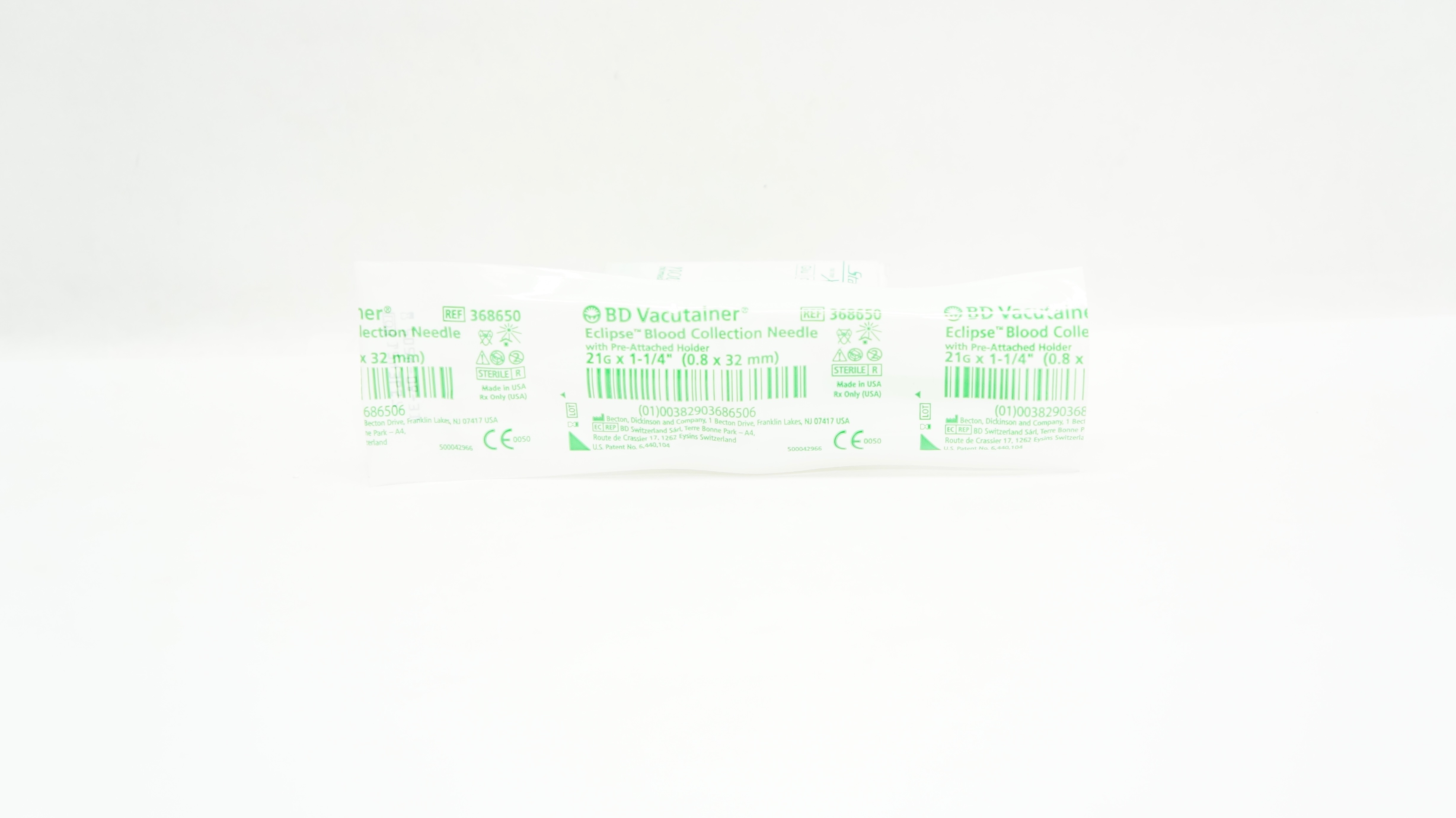 BD 368650 Vacutainer Eclipse Blood Collection Ndle 21G x 1-1/4inch