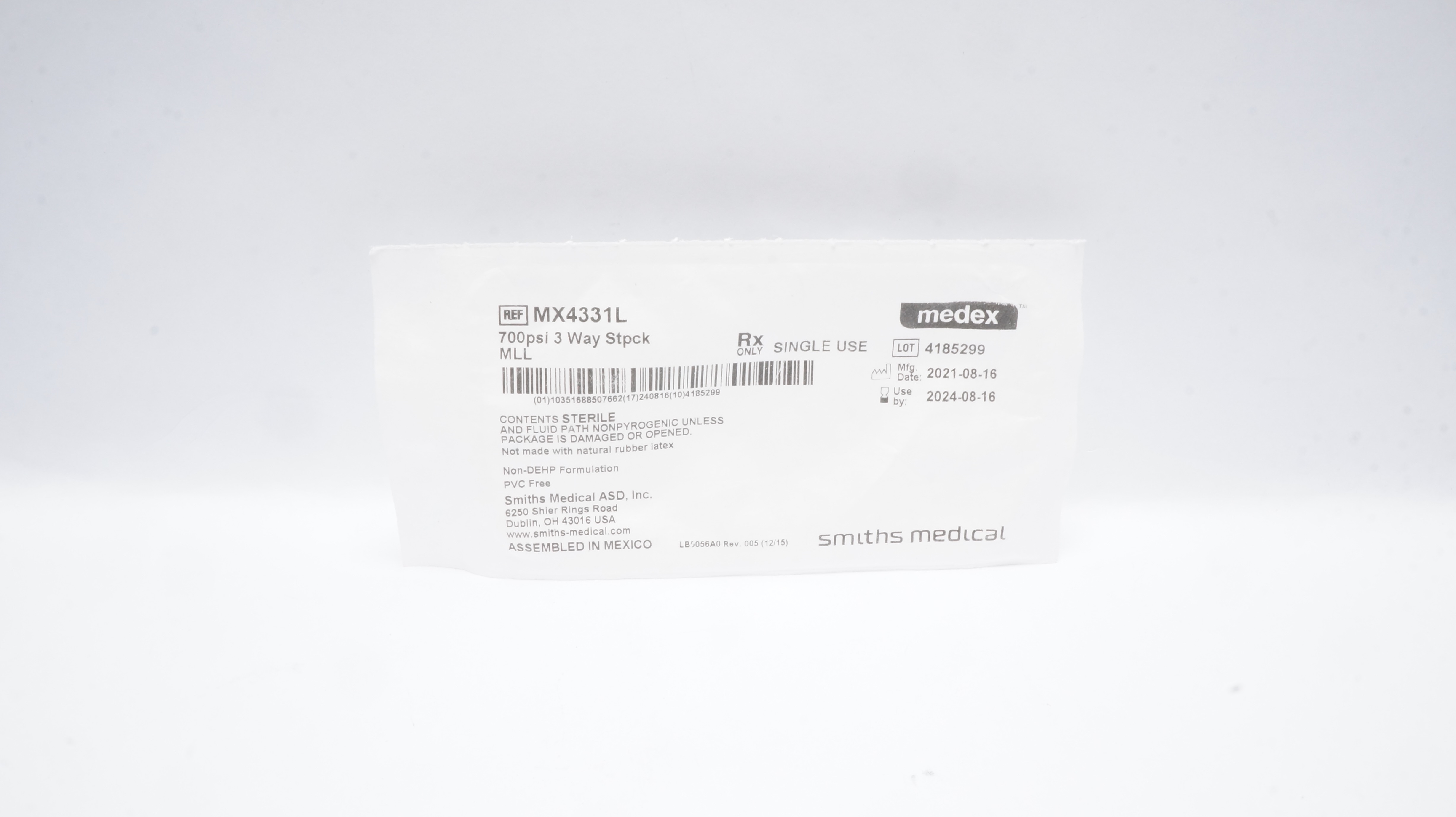 Smiths Medical MX4331L Medex 700psi 3Way Stopcock MLL (x)