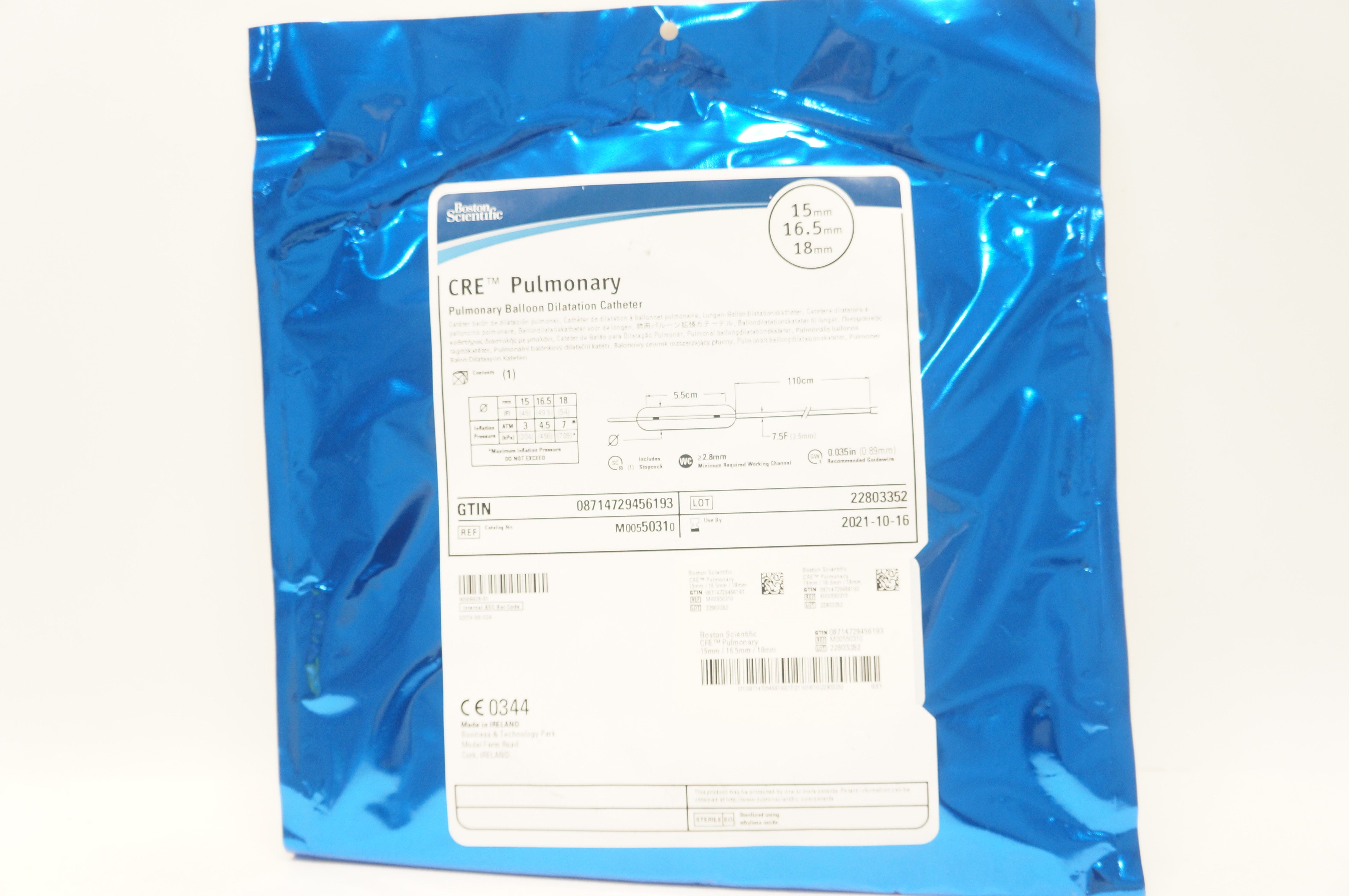Boston Scientific 5031 Pulmonary Balloon Dilatation Cath 15mm x 16.5mm x 18mm(x)
