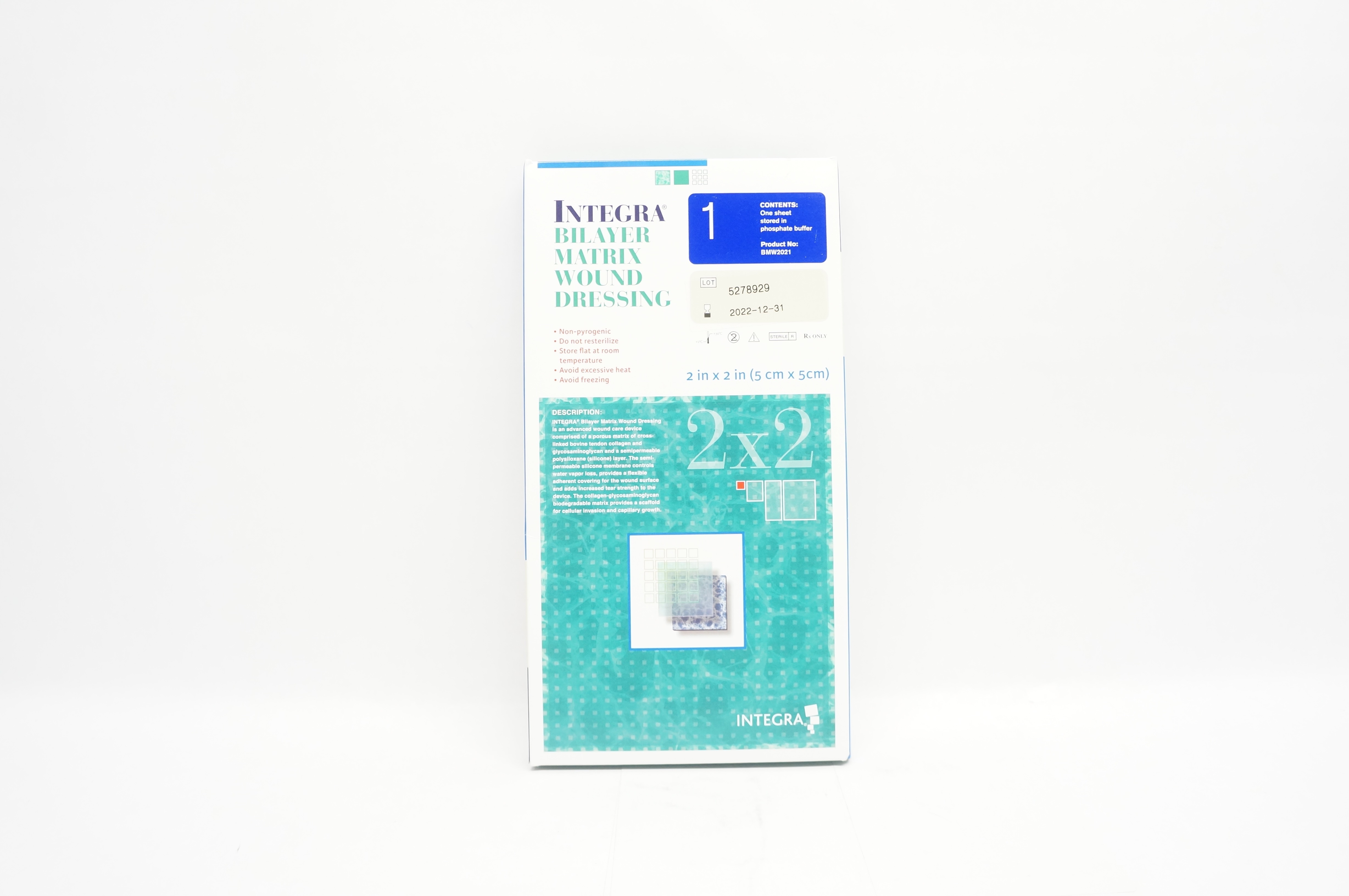 Integra BMW2021 Bilayer Matrix Wound Dressing 2inch x 2 inch