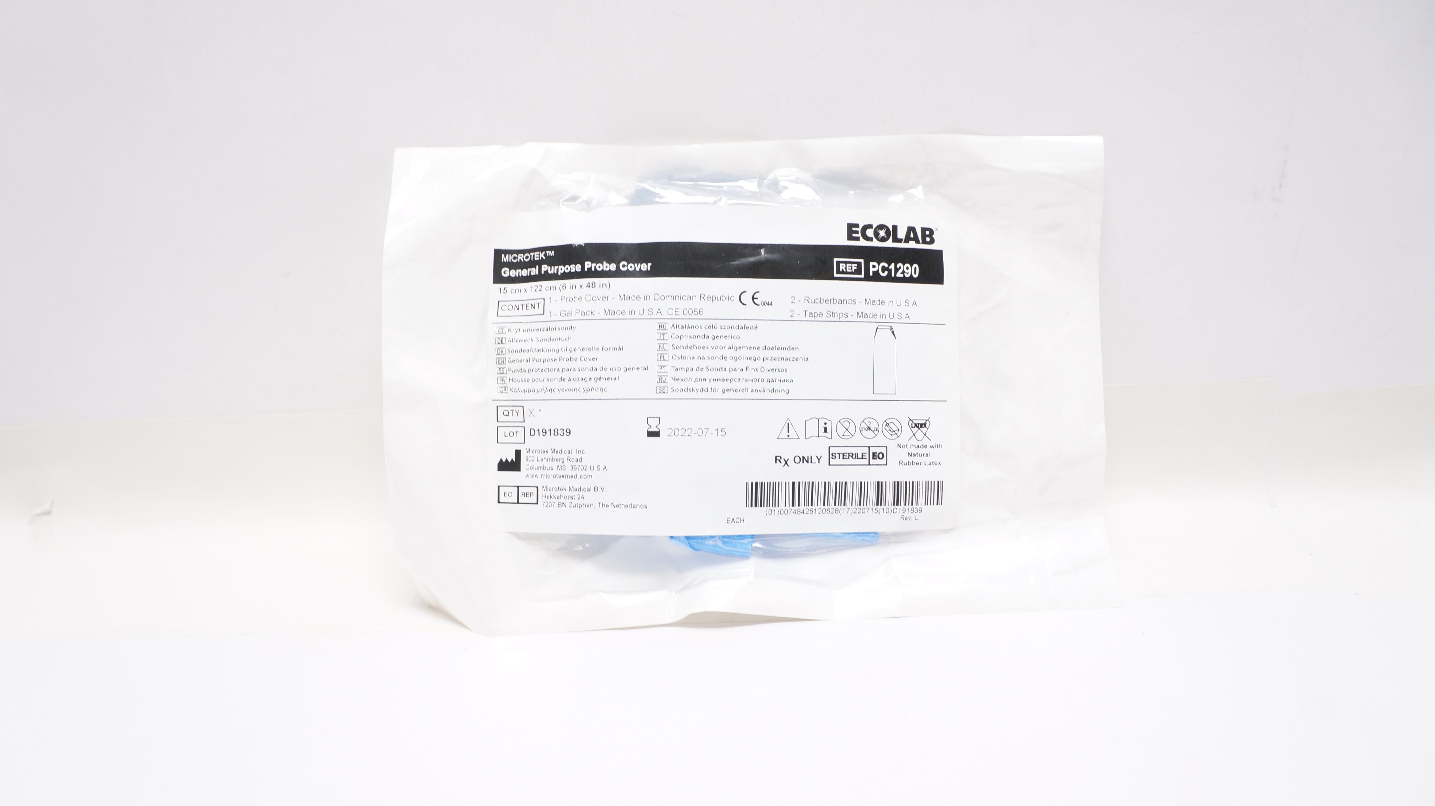 Microtek PC1290 Ecolab General Purpose Probe Cover 6inch x 48inch (x)