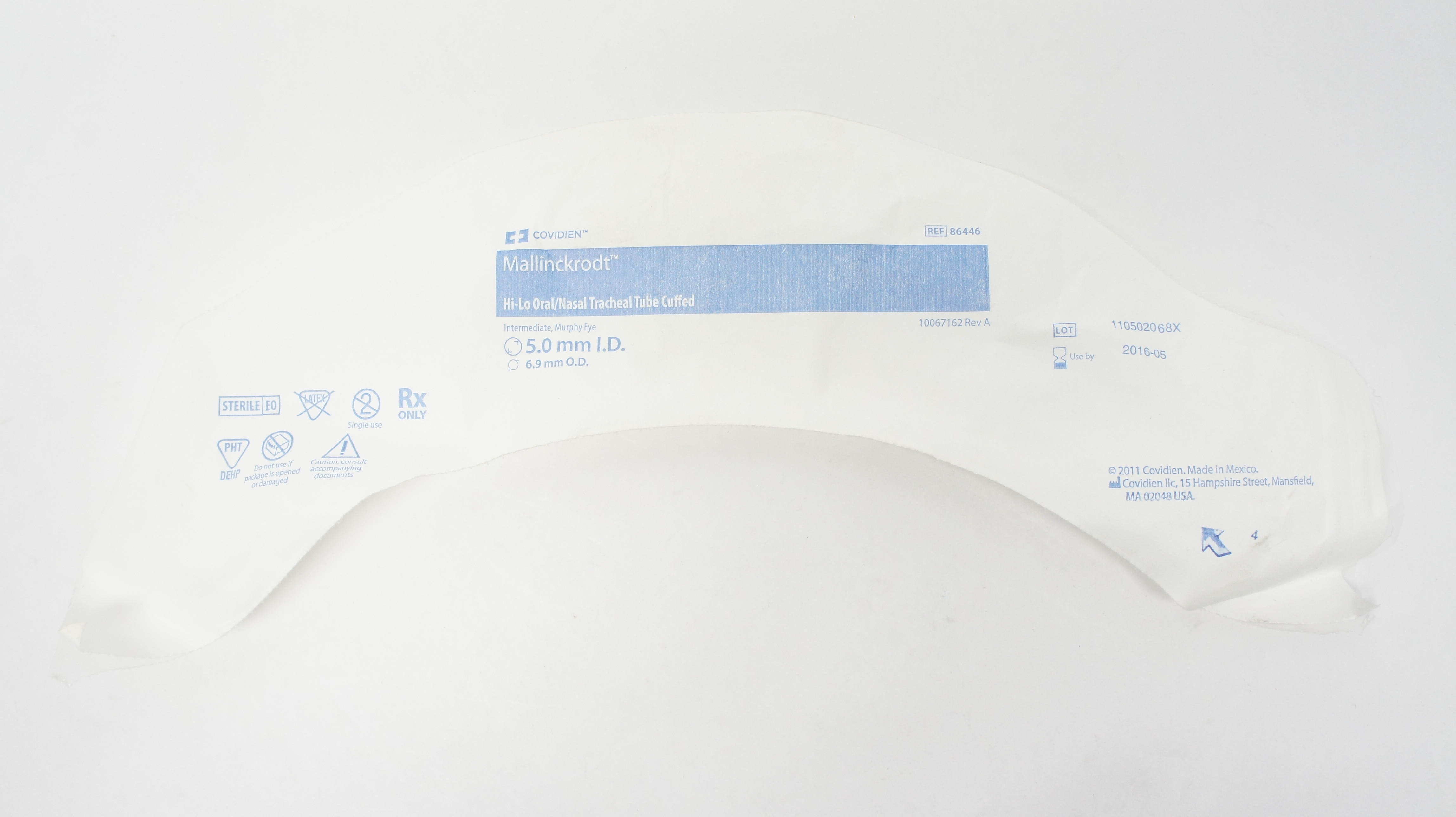 Covidien 86446 Mallinckrodt Hi-Lo Oral/Nasal Tracheal Tube Cuffed 5.0 x 6.9mm(x)