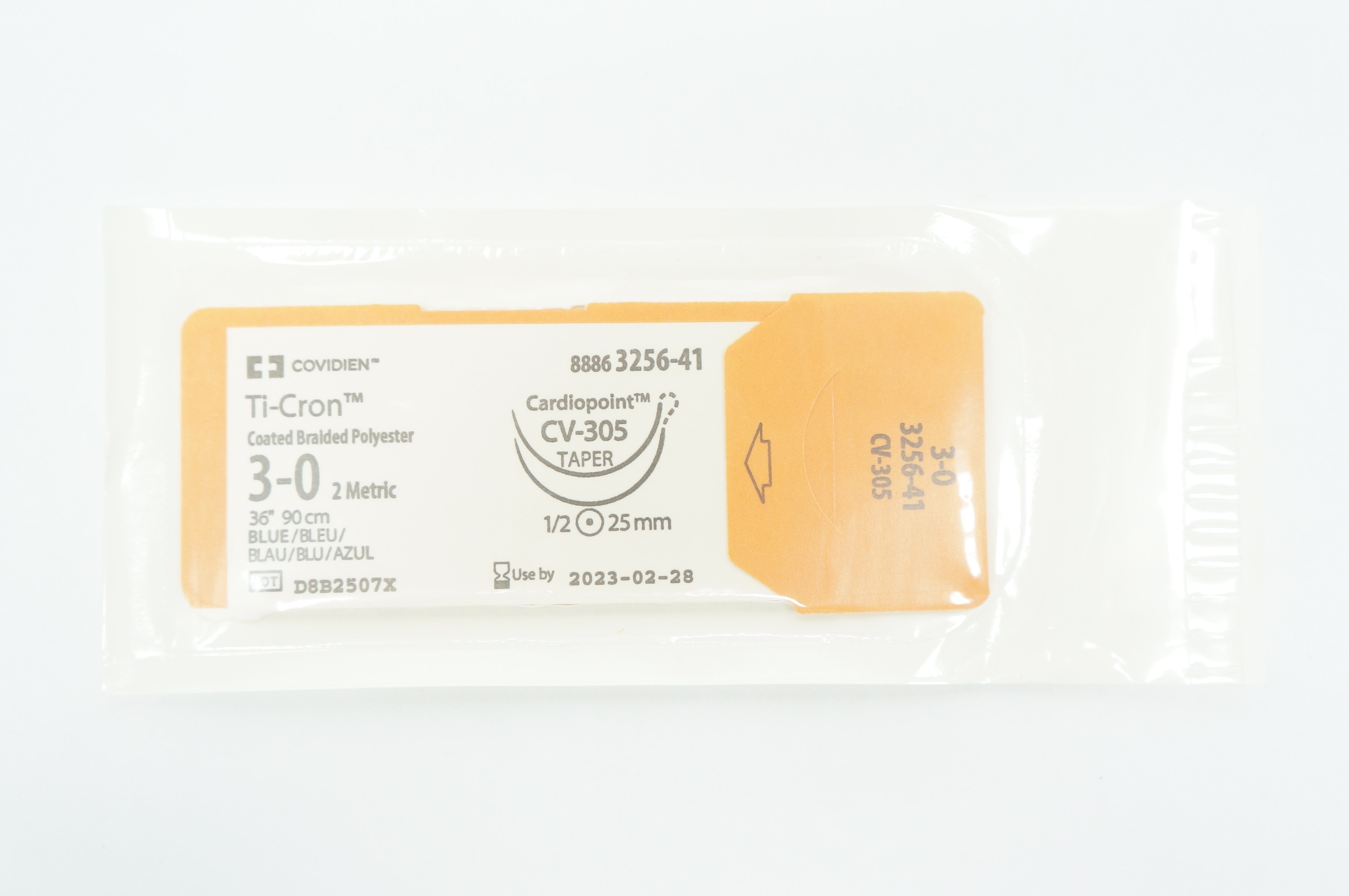 Covidien 3256-41 3-0 Ti-Cron Coated Braided Polyester, CV-305, 1/2 25mm, 36inch