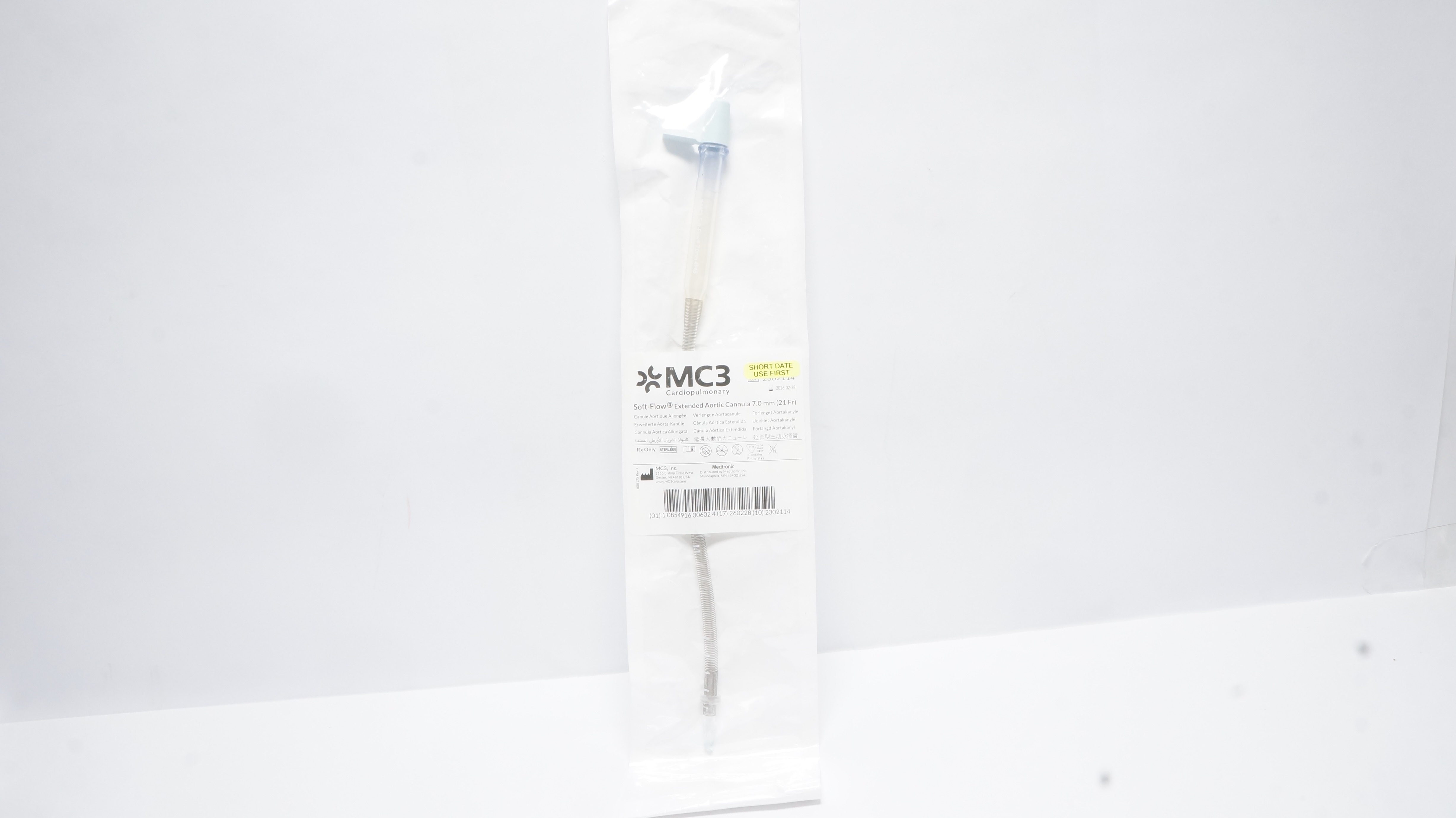 MC3 Cardiopulmonary 4948 Soft-Flow Extended Aortic Cannula 7.0mm (21Fr) (x)