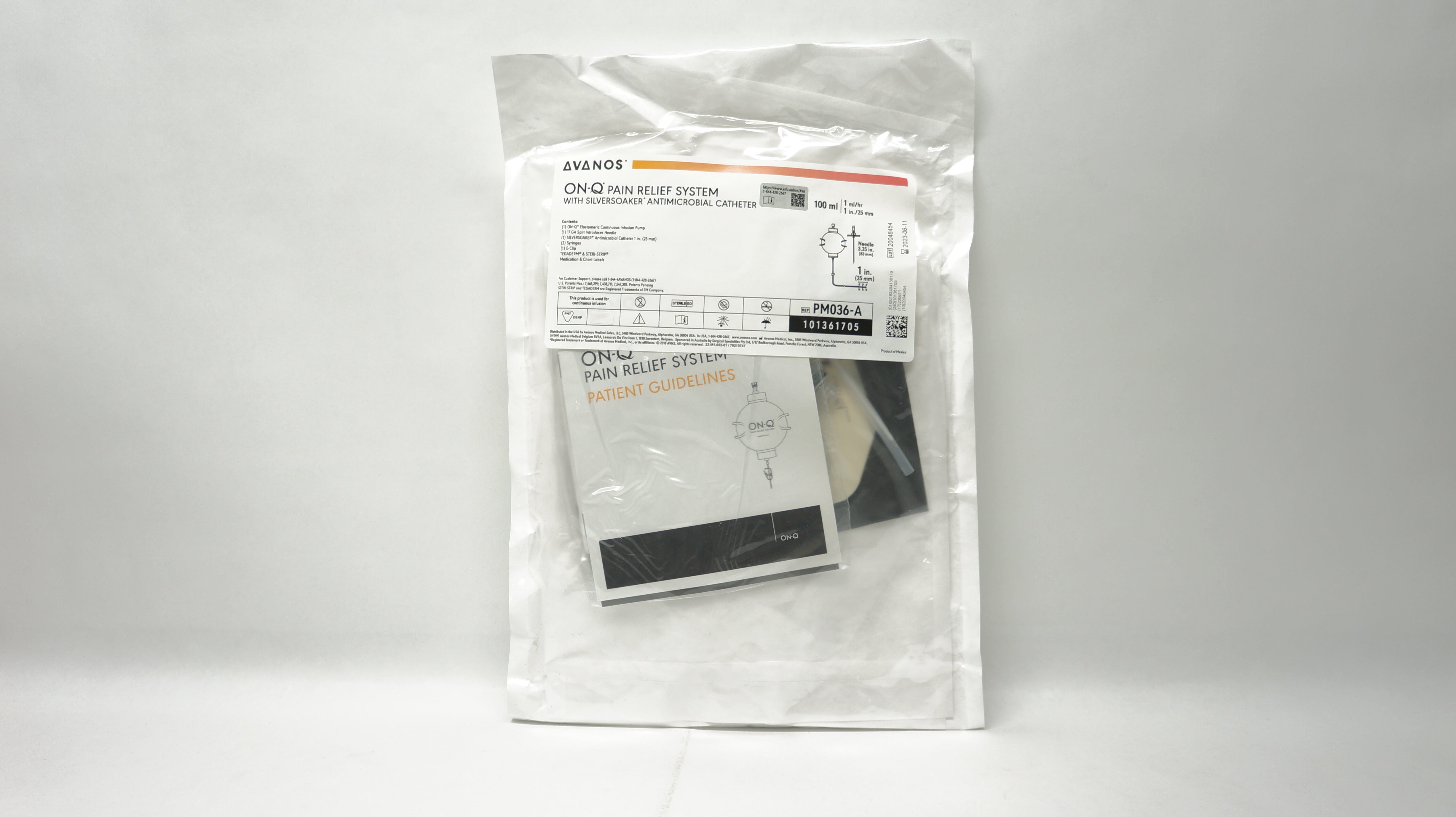 Halyard PM036-A On-Q Pain Relief System W/Antimicrobial Cath. 100ml x 1inch
