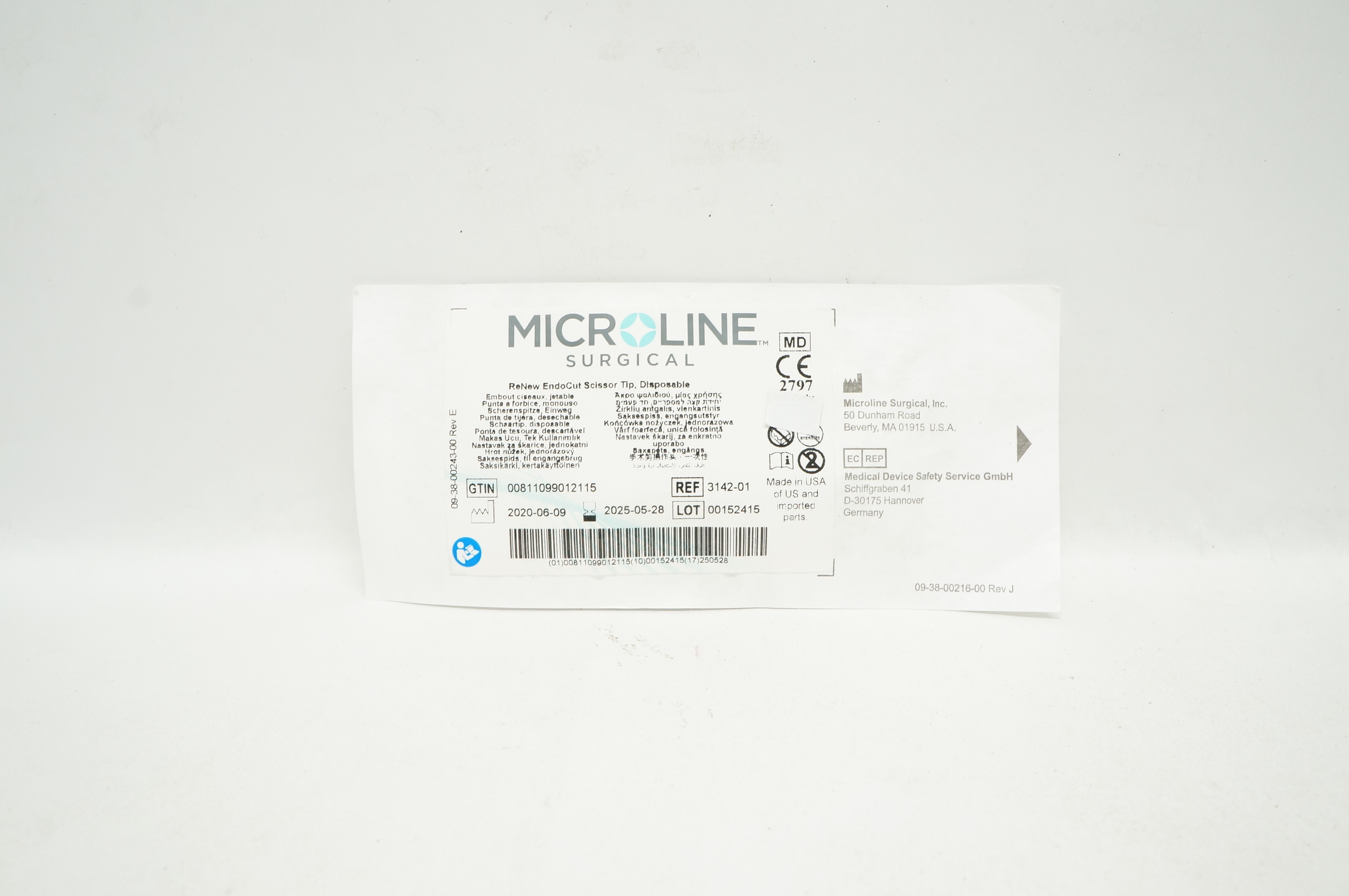 Microline Surgical 3142-01 ReNew EndoCut Scissor Tip, Disposable