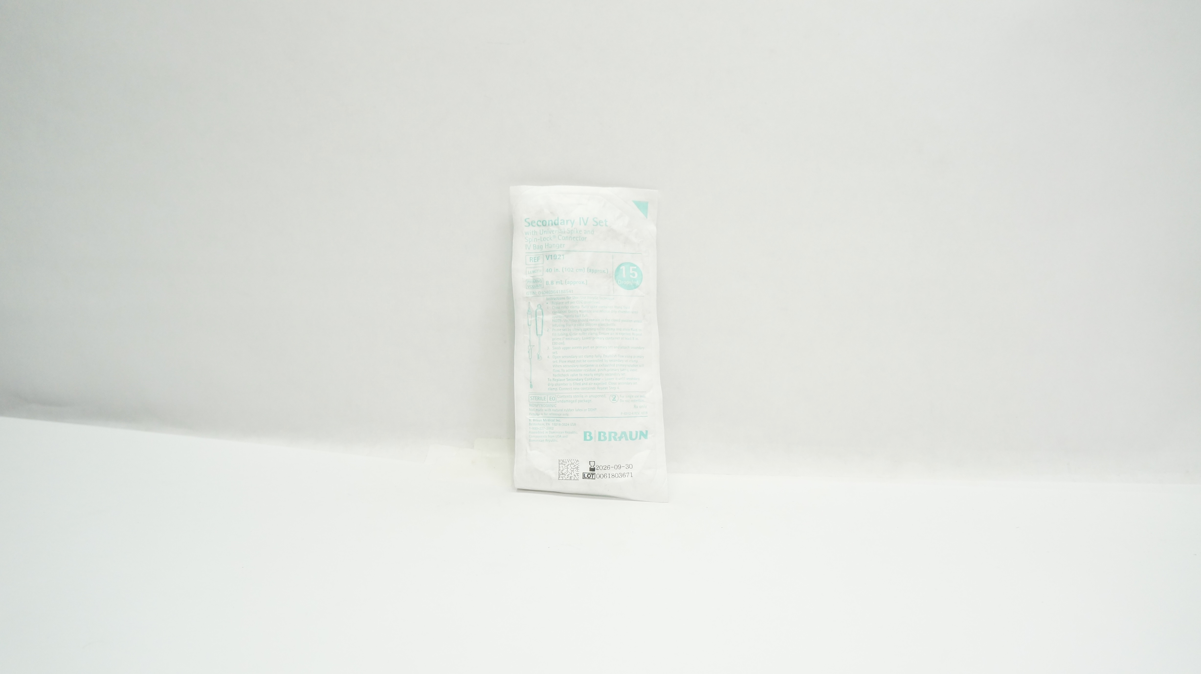 Braun V1921 Secondary IV Set 15Drops/ml, 40inch x 8.8mL (Approx.)