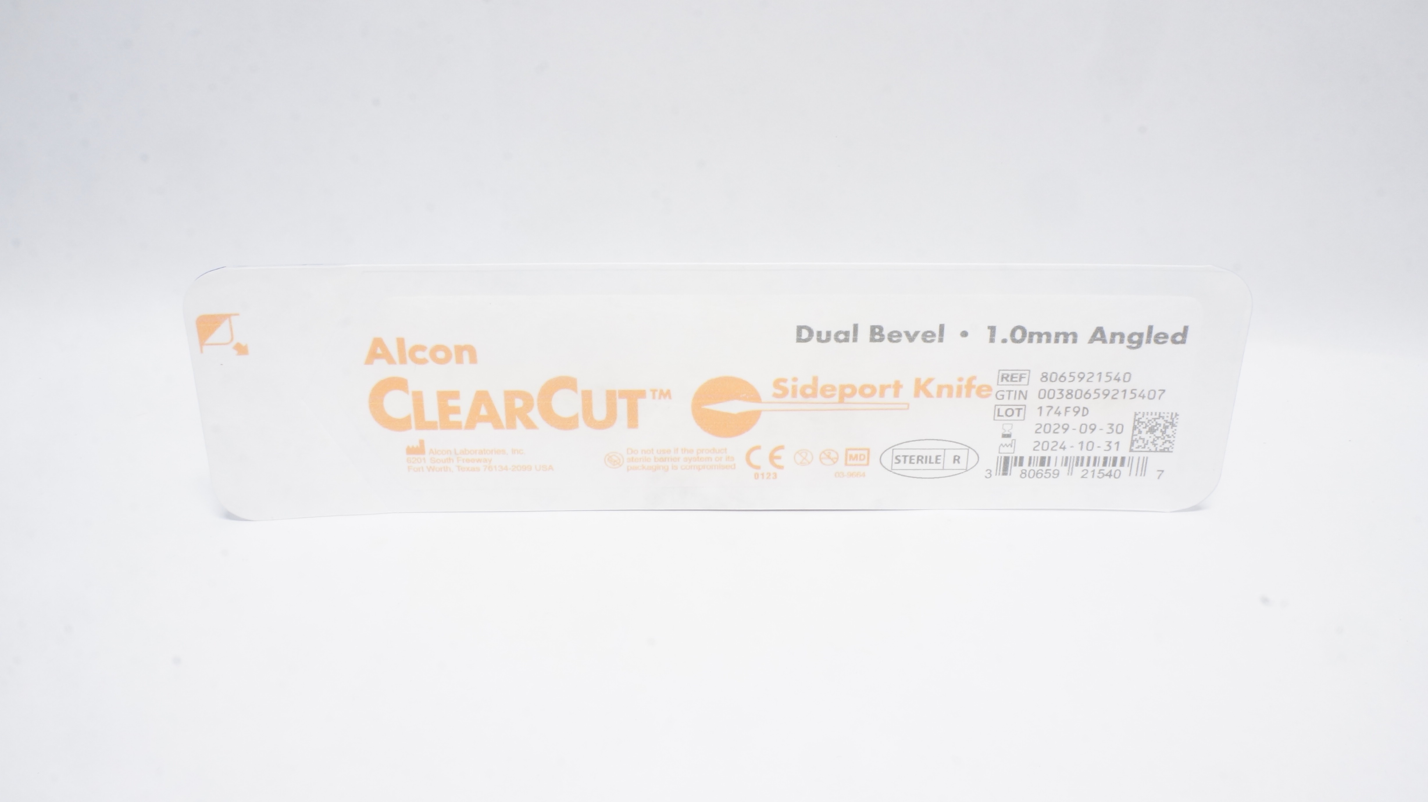 Alcon 8065921540 ClearCut Sideport Knife, Dual Bevel 1.0mm Angled
