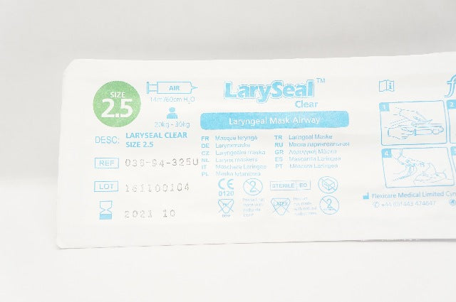 Flexicare 038-94-325U larySeal Clear Laryngeal Mask Airway Size 2.5 20-30kg (x)