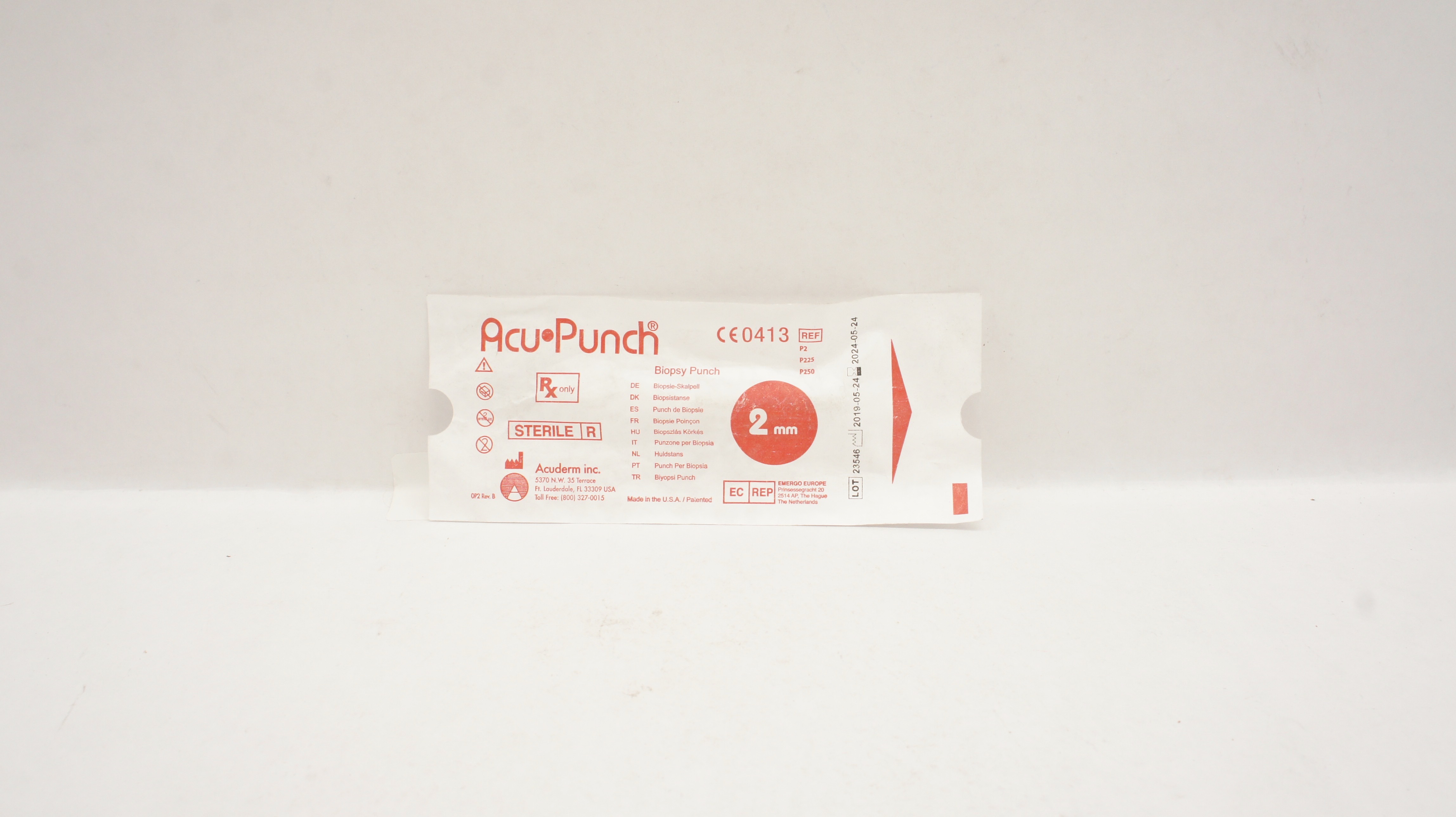 Acuderm P225 Acu Punch Biopsy 2mm