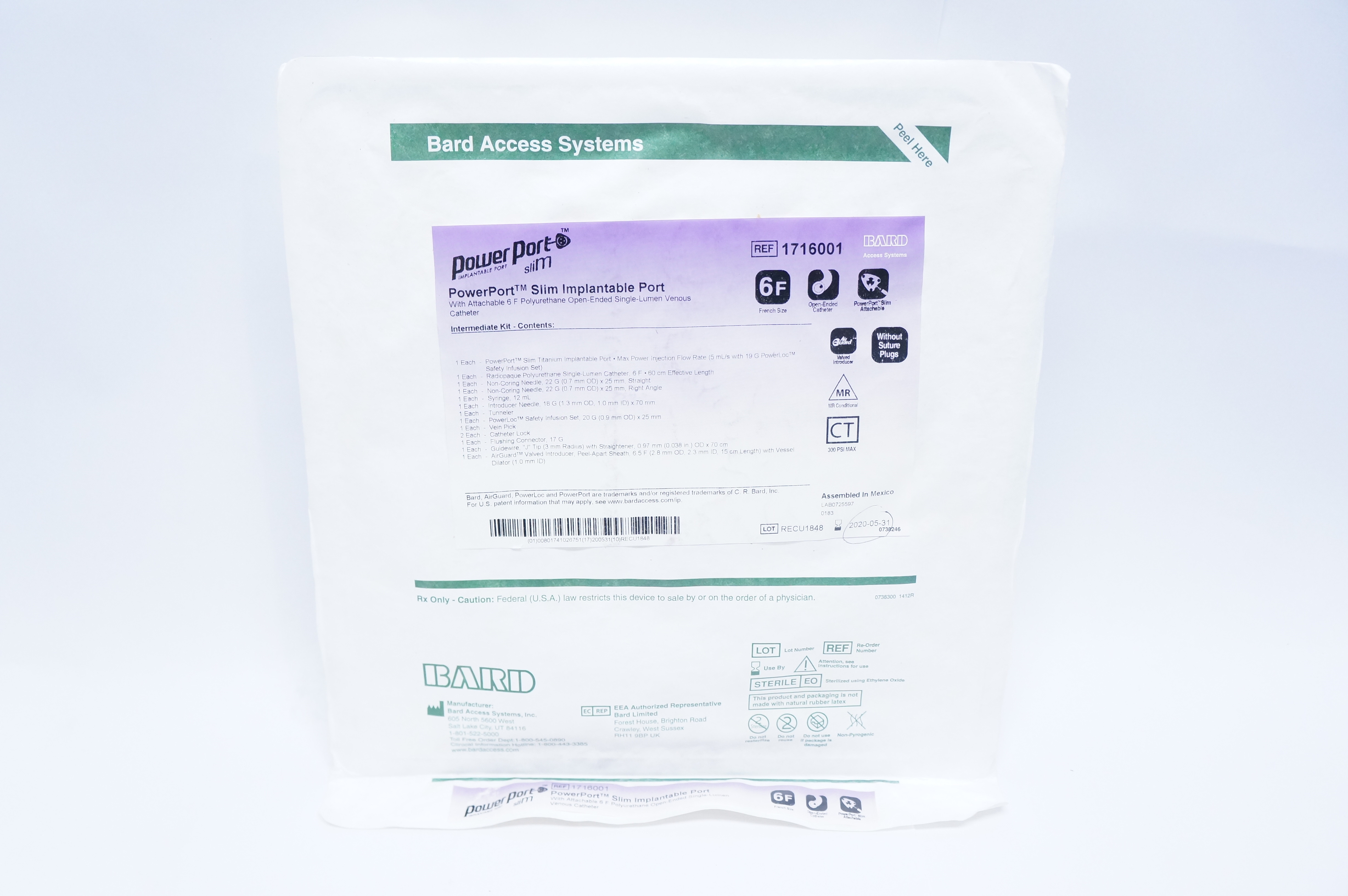 Bard 1716001 Power Port Slim Implantable Port 6F (x)