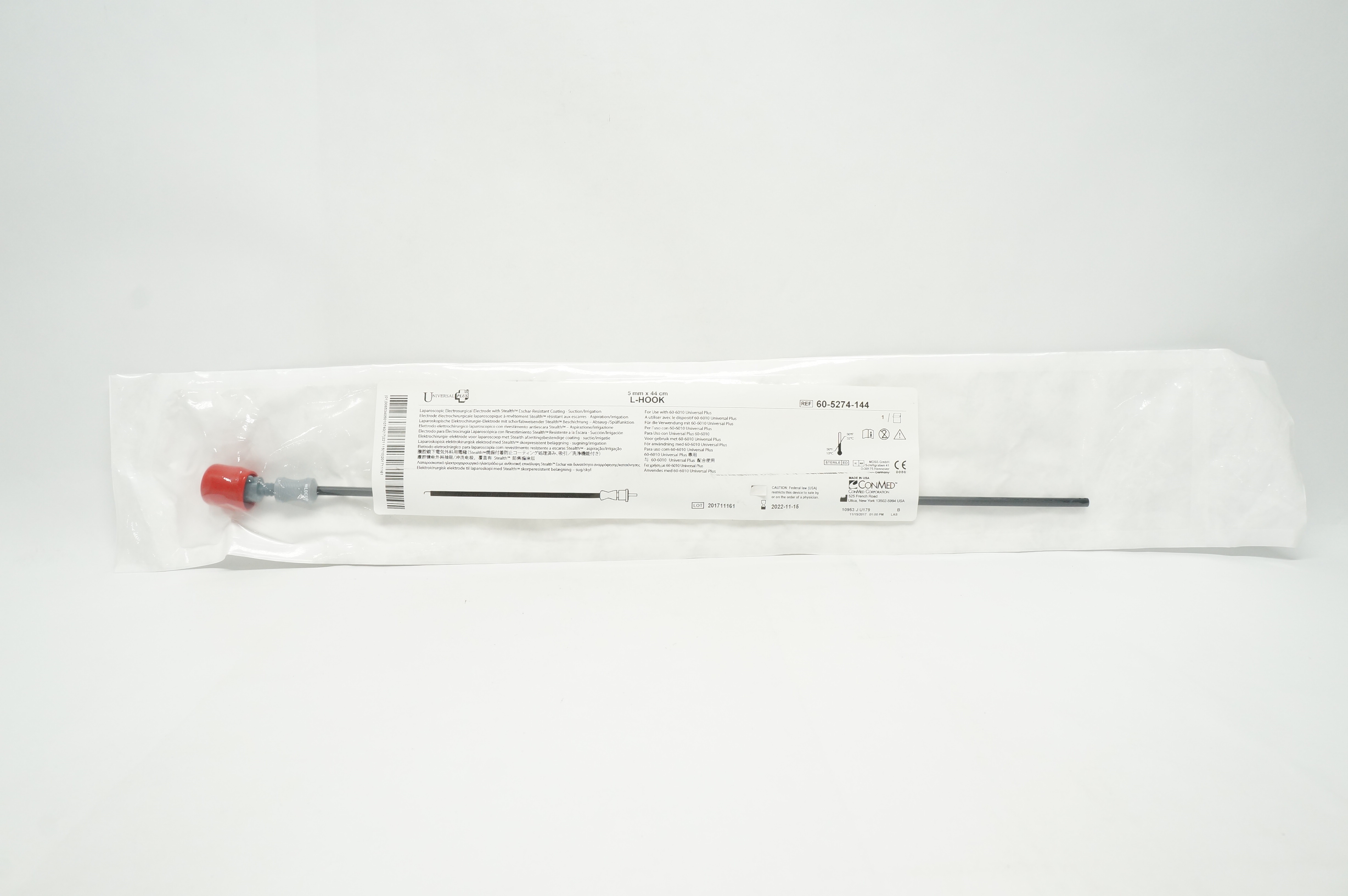 ConMed 60-5274-144 UniversalPlus Laparoscopic Electrosurgical Electrode 5mmx44cm