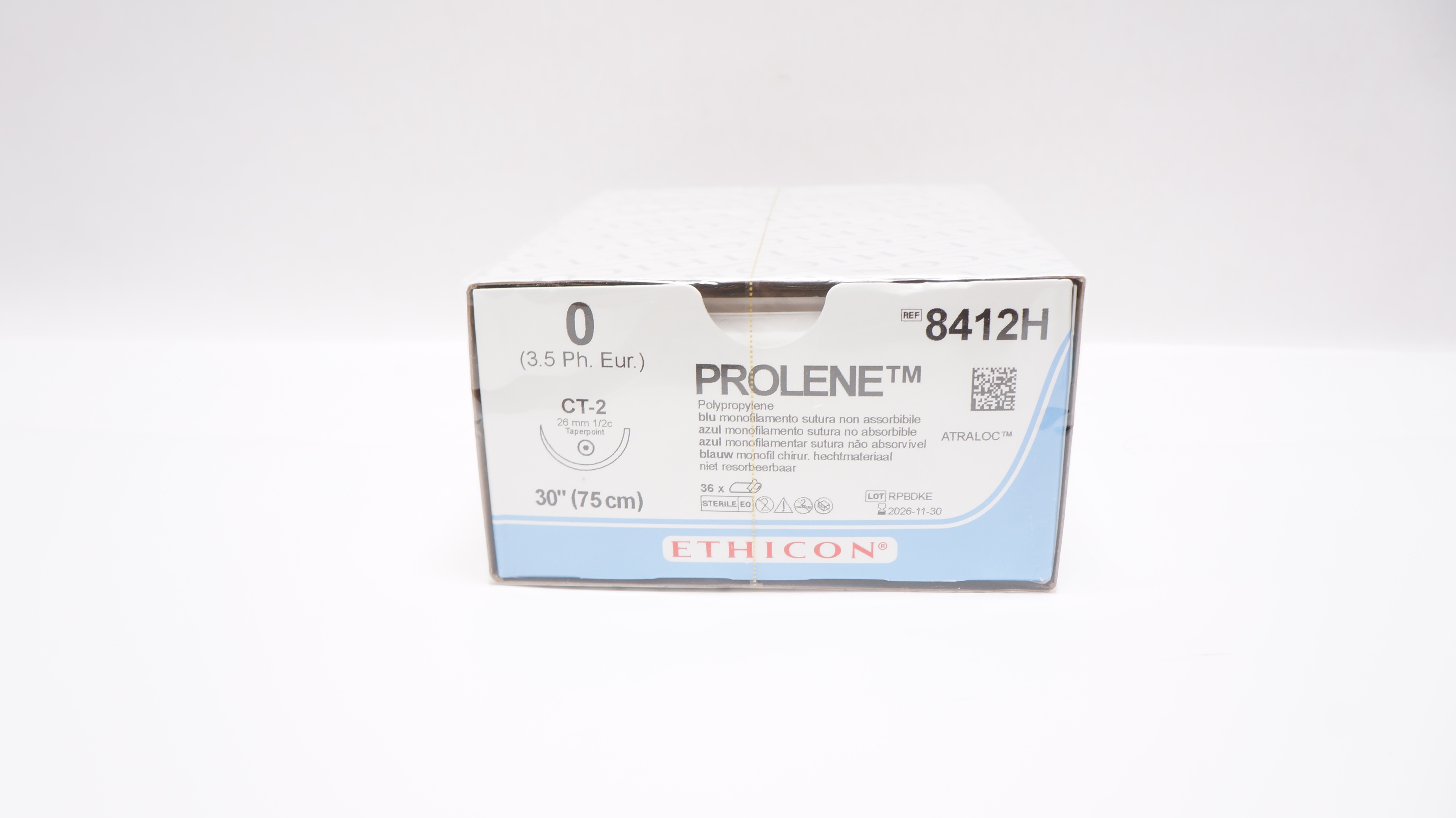 Ethicon 8412H 0 PROLENE Stre CT-2 26mm 1/2c Taperpoint, 30inch - Box of 36