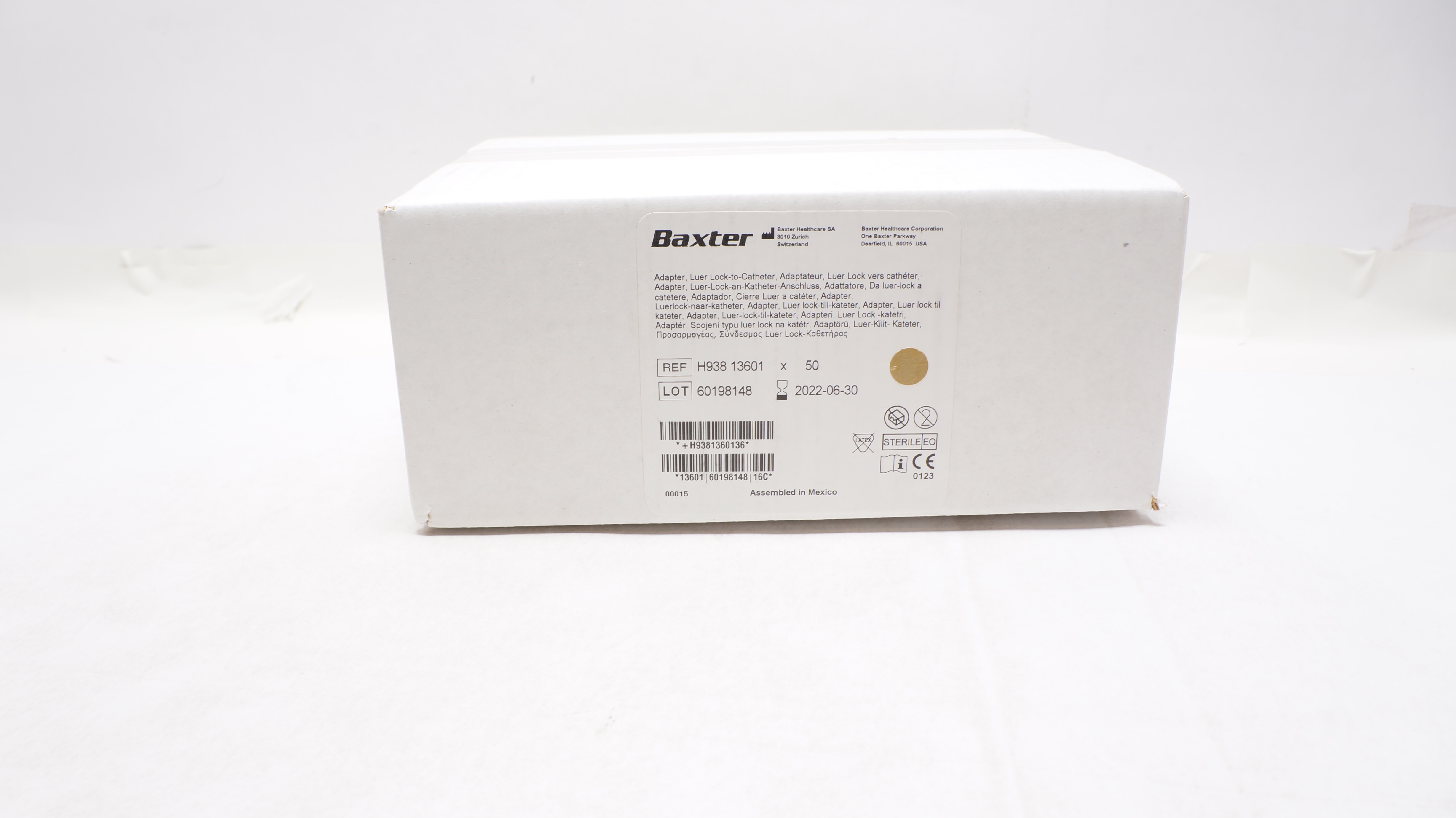Baxter H938 13601 Adapter, Luer Lock-to-Cath. (x) - Box of 50
